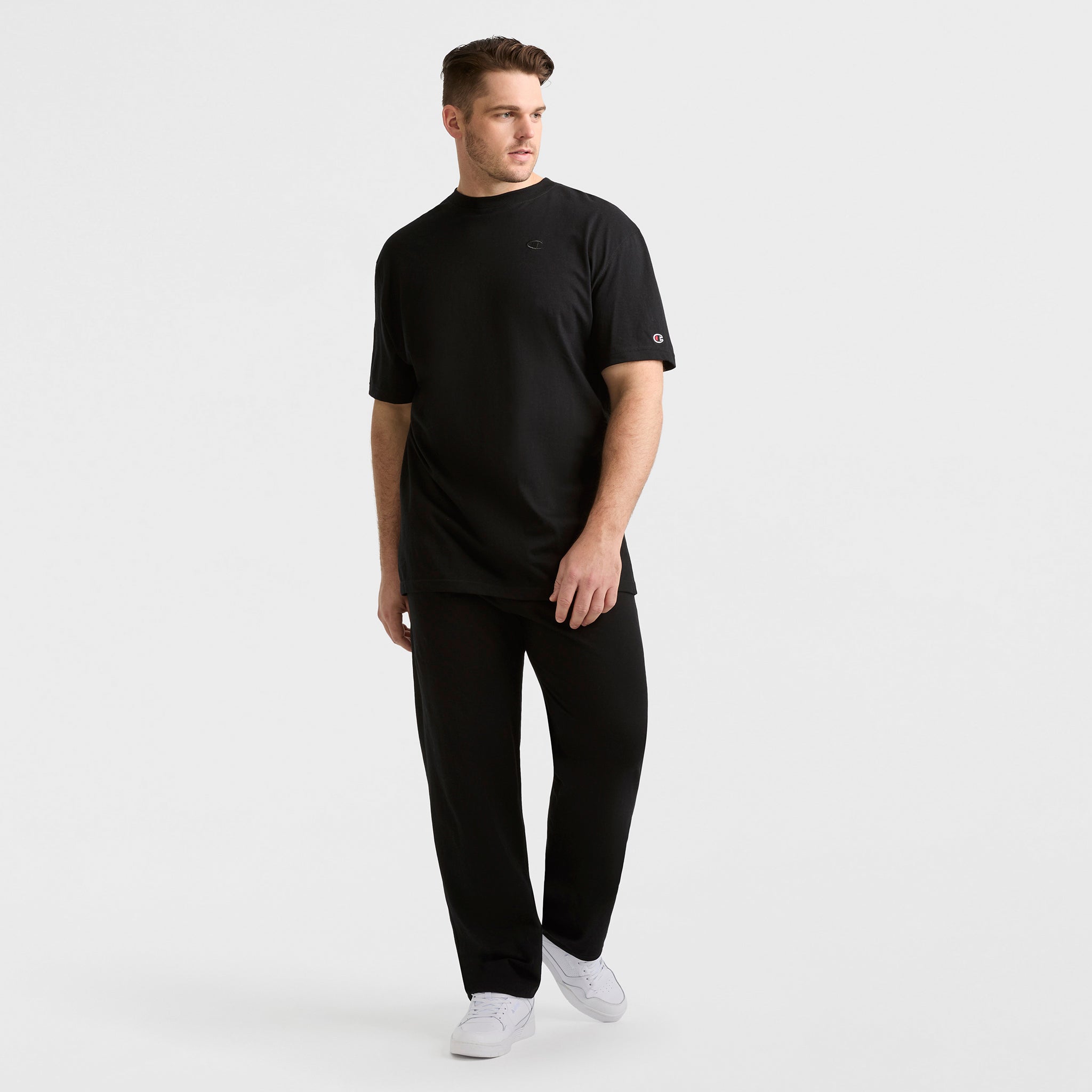 Champion Classic T-Shirt C Logo homme Black coton grande taille