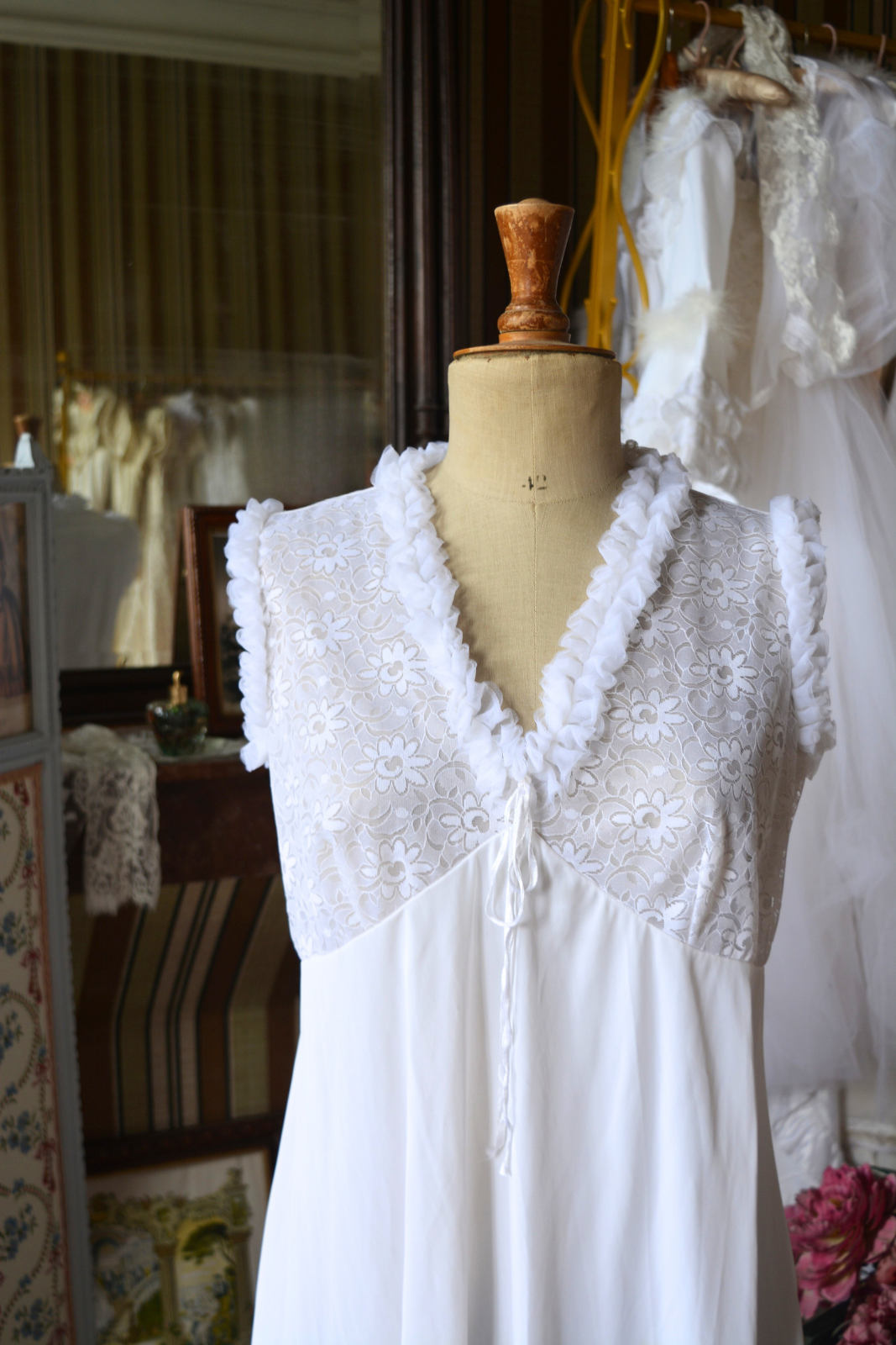 Solène Gisèle Les Déshabillés Ensemble Vintage Blanc Satin