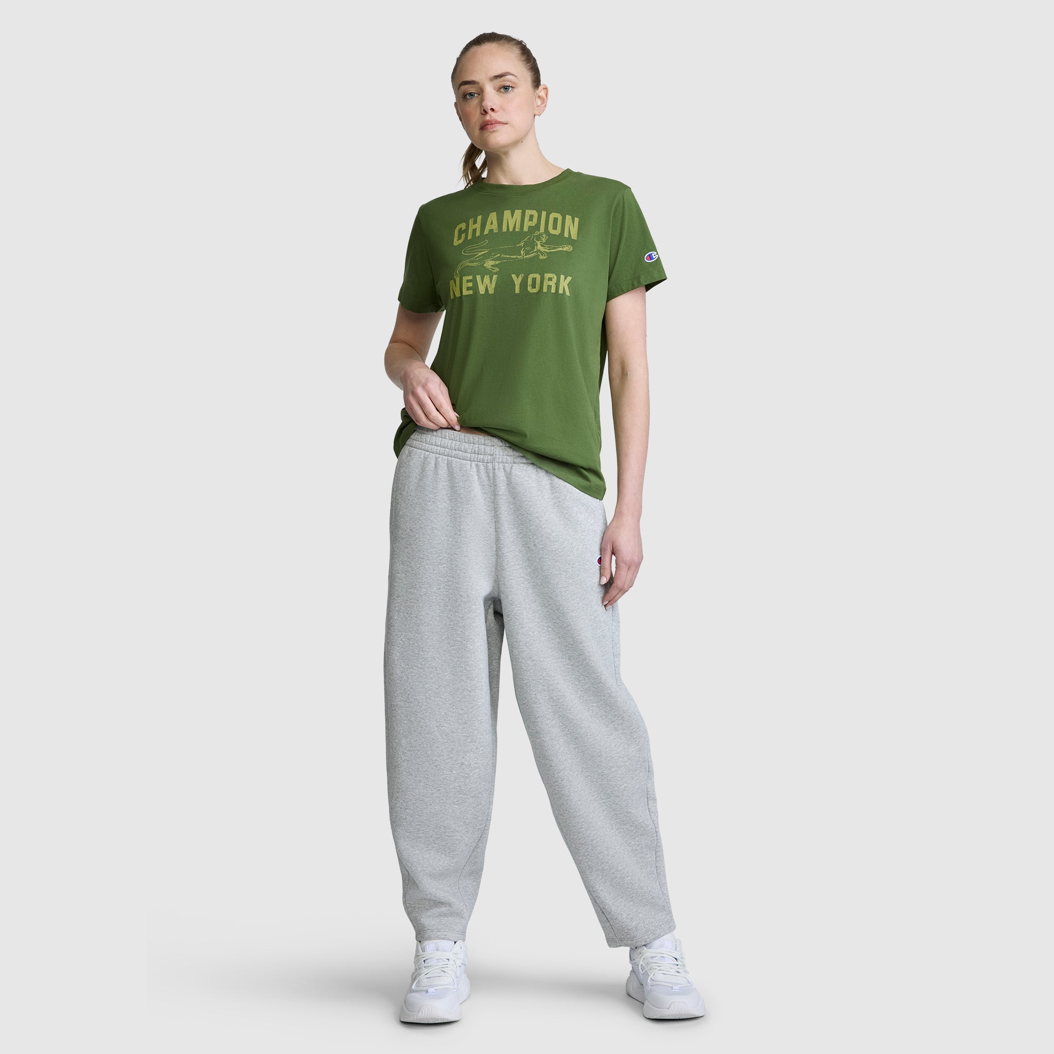 Champion Pants Barrel Leg Fleece Pant pantalon gris molleton