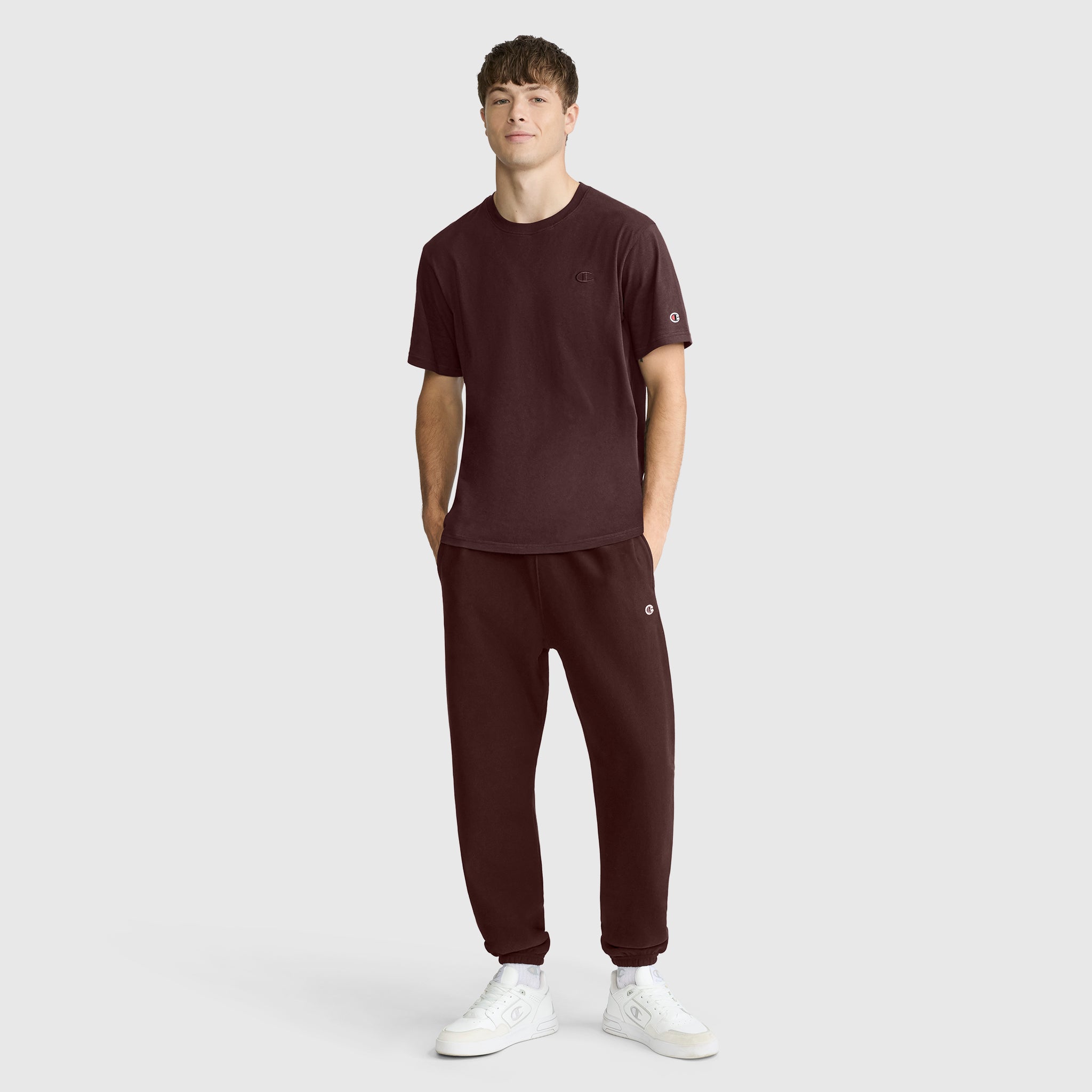 Champion Classic T-Shirt C Logo t-shirt homme Bitter Chocolate coton