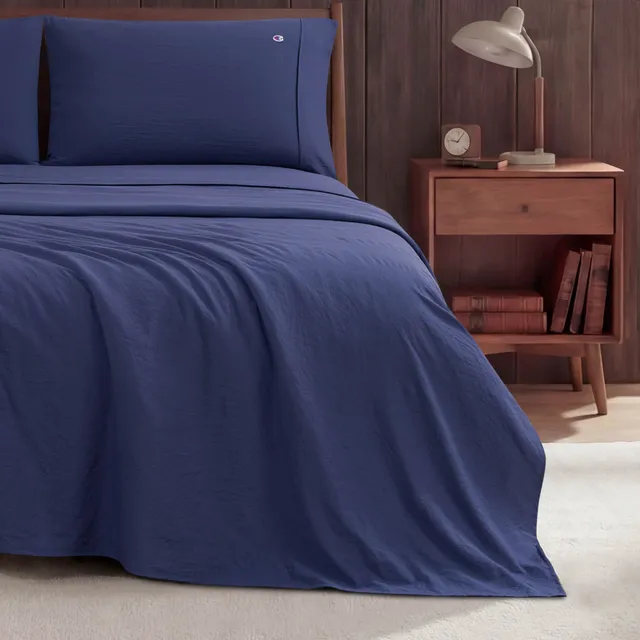 Champion Peak Comfort parure draps bleu profond Queen