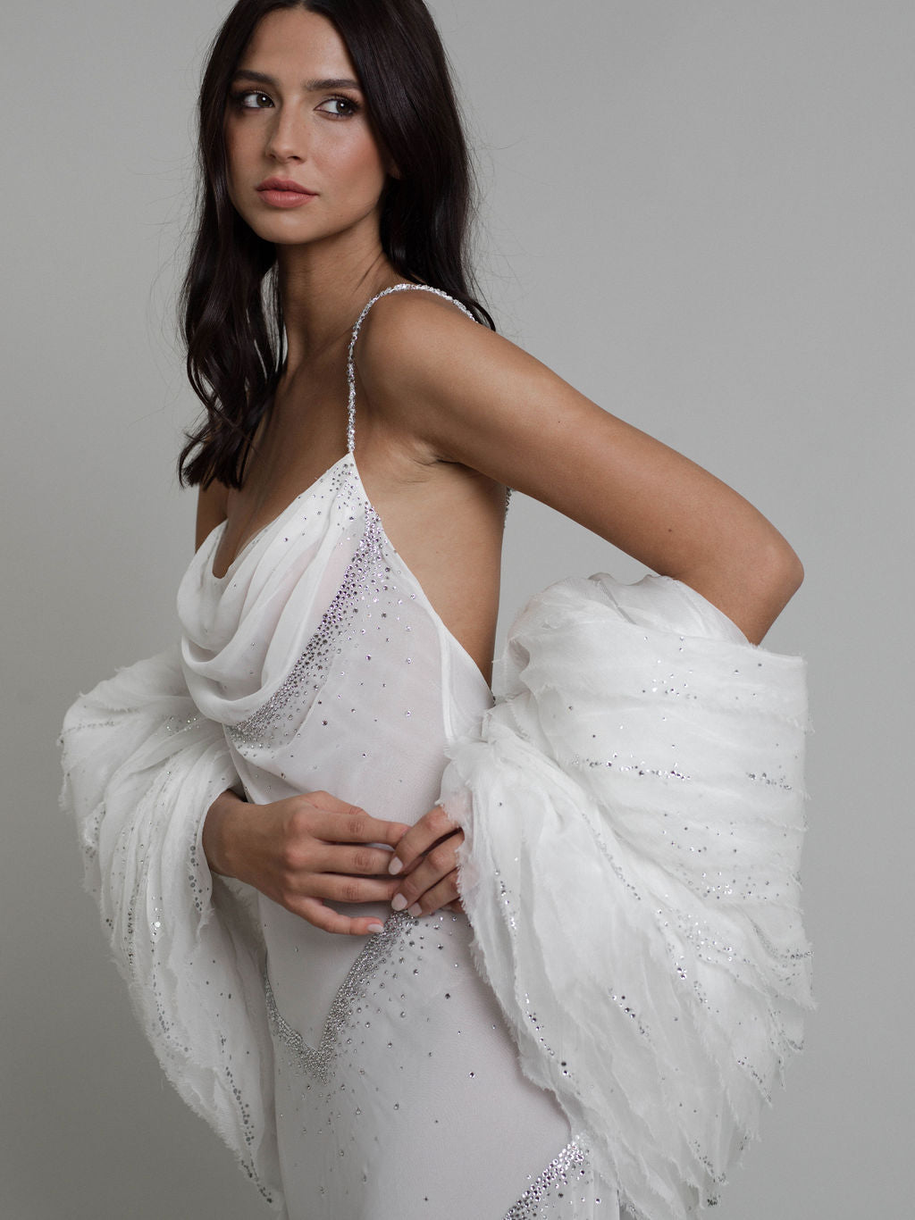 Rime Arodaky Bridal Nebula cape soie strass 3 m