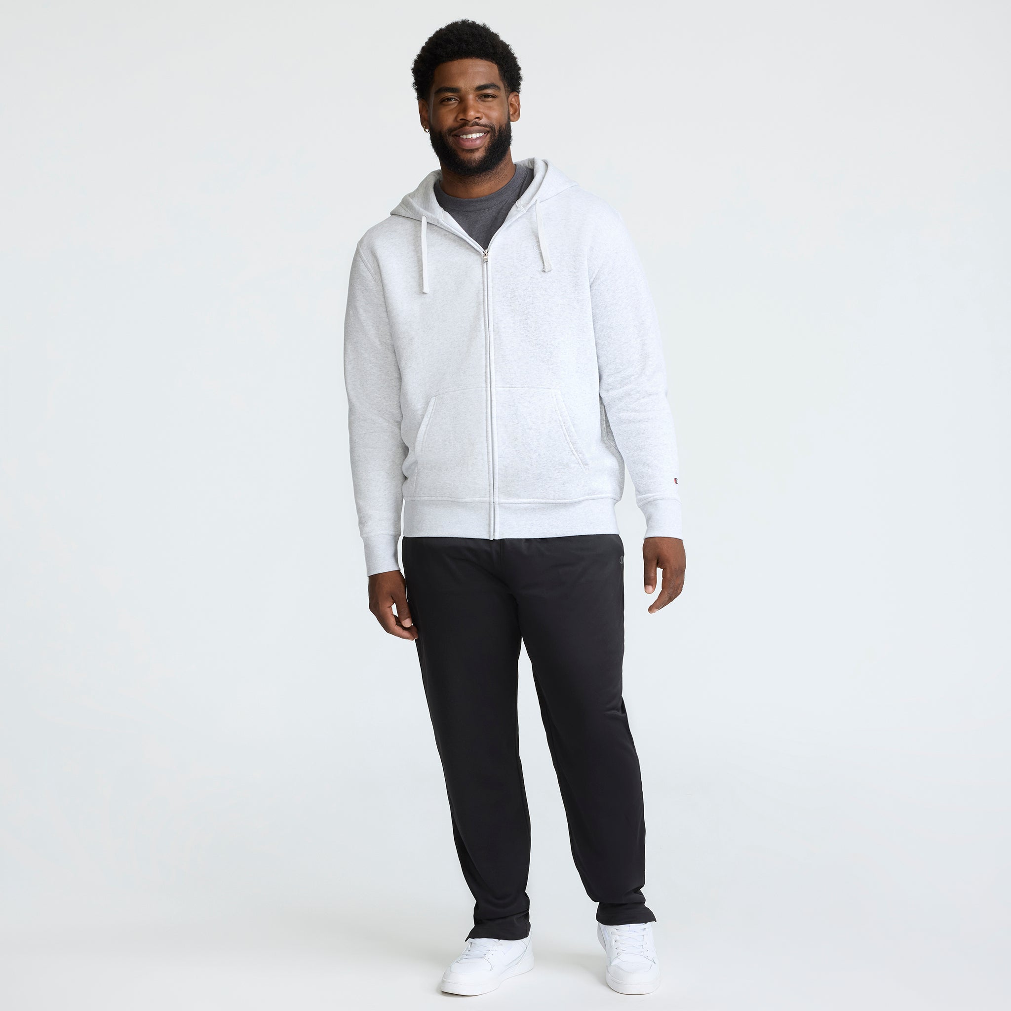 Champion Powerblend Full-Zip Hoodie sweat gris grande taille