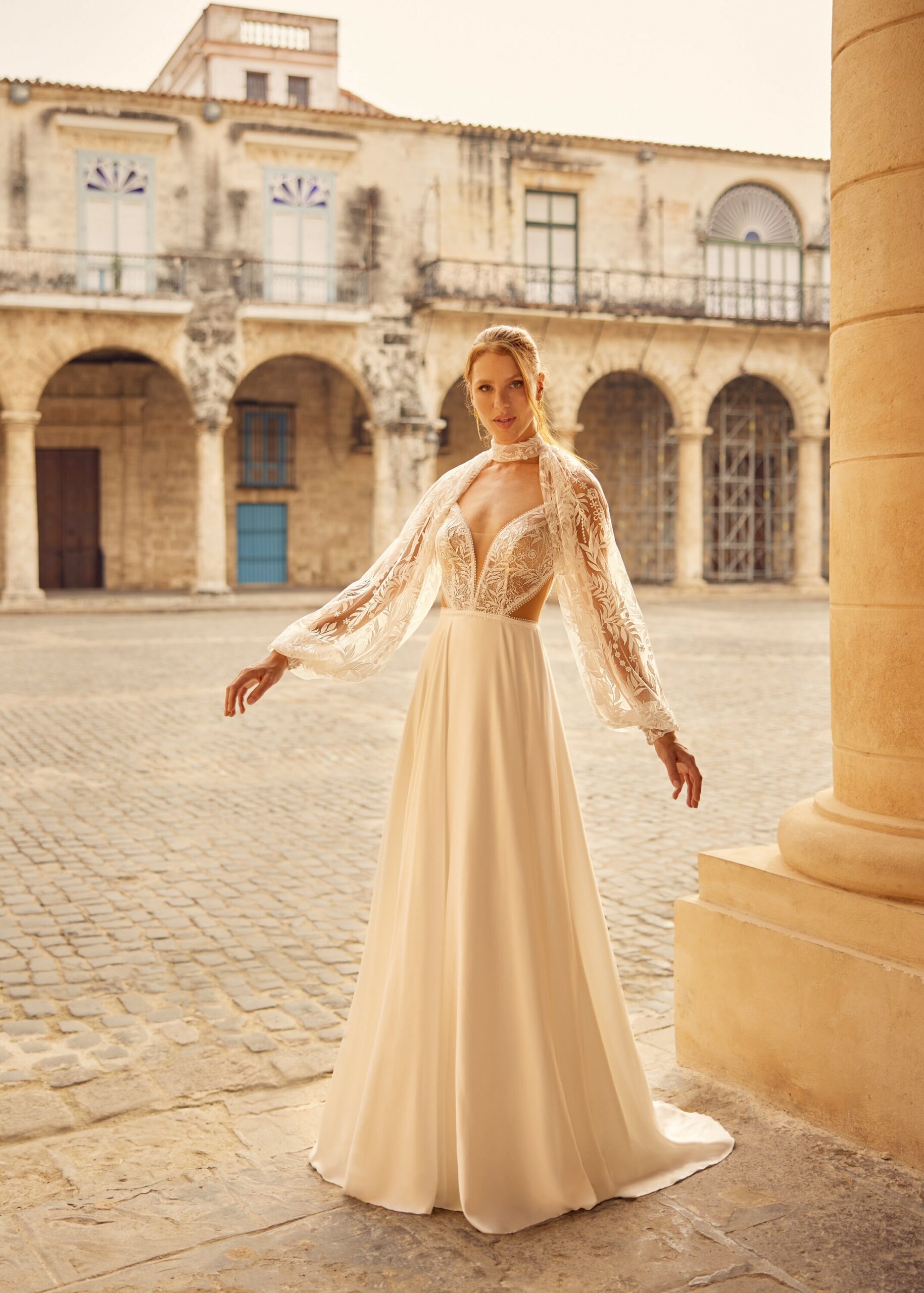 Hervé Paris Libre Lanev Bolero ensemble robe mariée dentelle