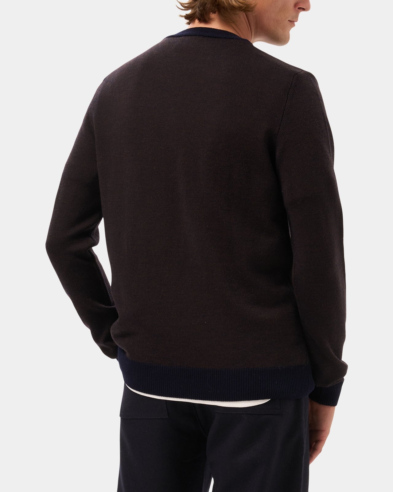 LAFAURIE LEO pull navy tabac laine mérinos col rond