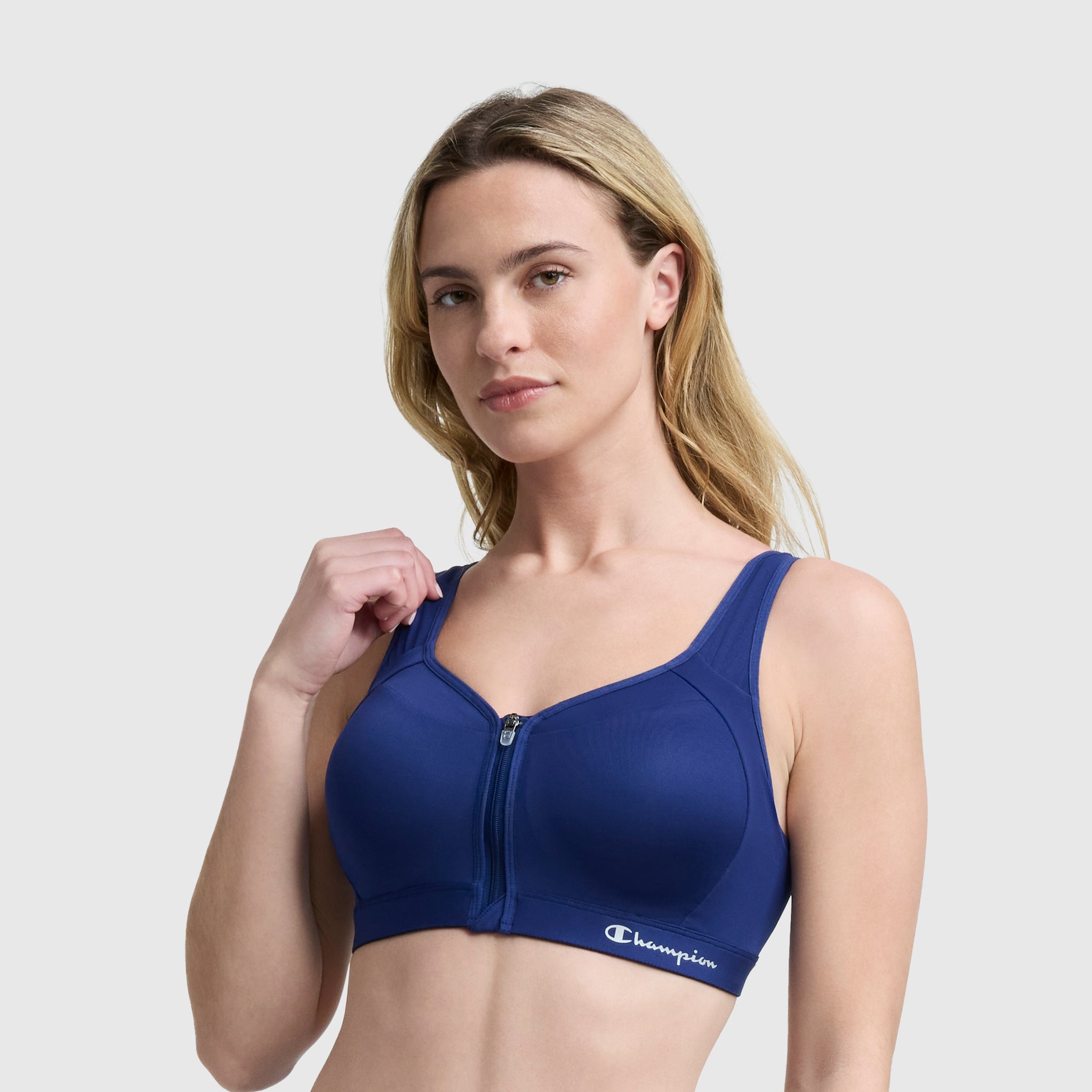 Champion Motion Control Zip Brassière Sport Blue Depths Maintien Fort