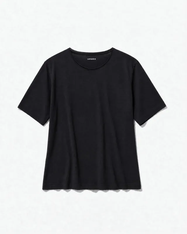 Lafaurie Basile T-shirt Noir Voile Coton Coupe Droite