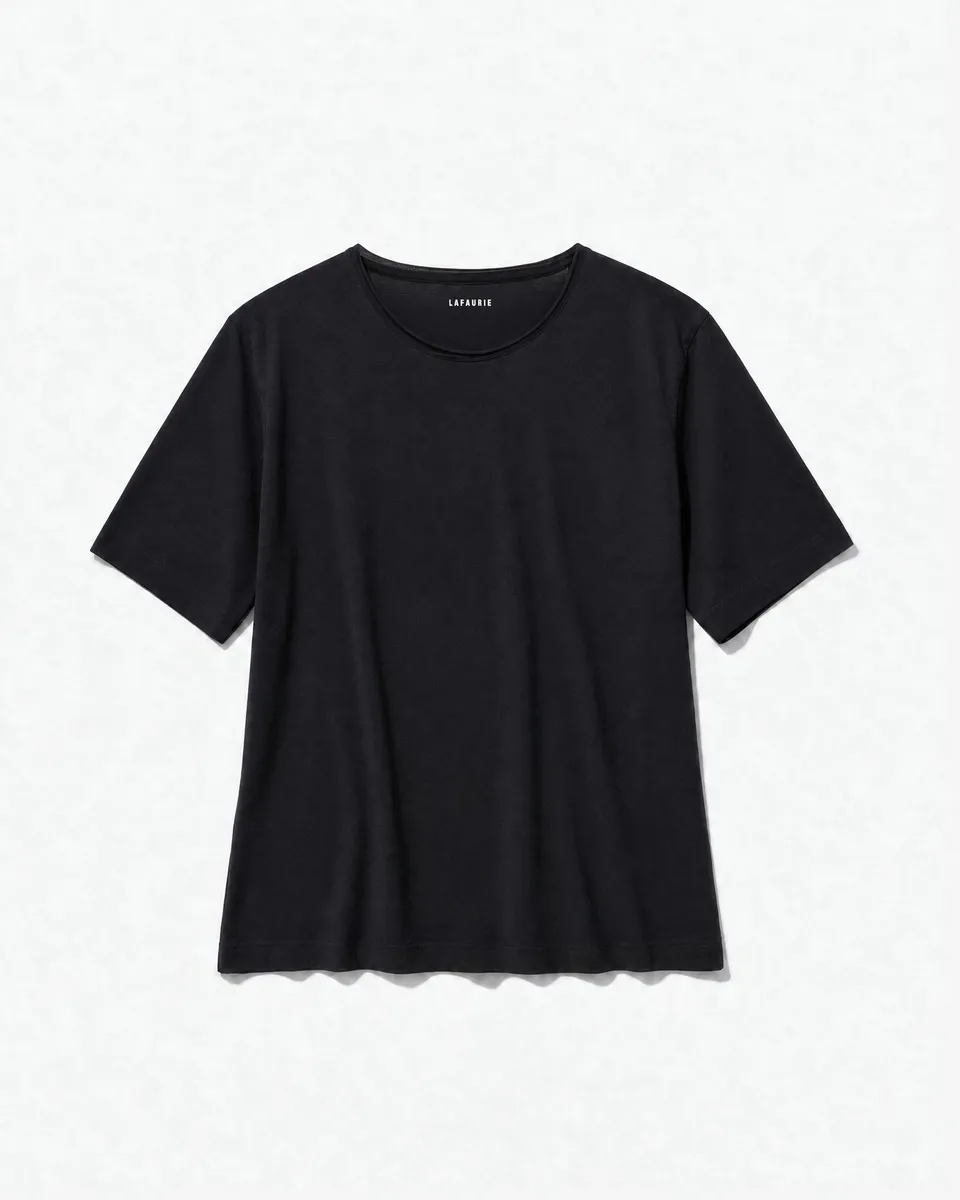 Lafaurie Basile T-shirt Noir Voile Coton Coupe Droite