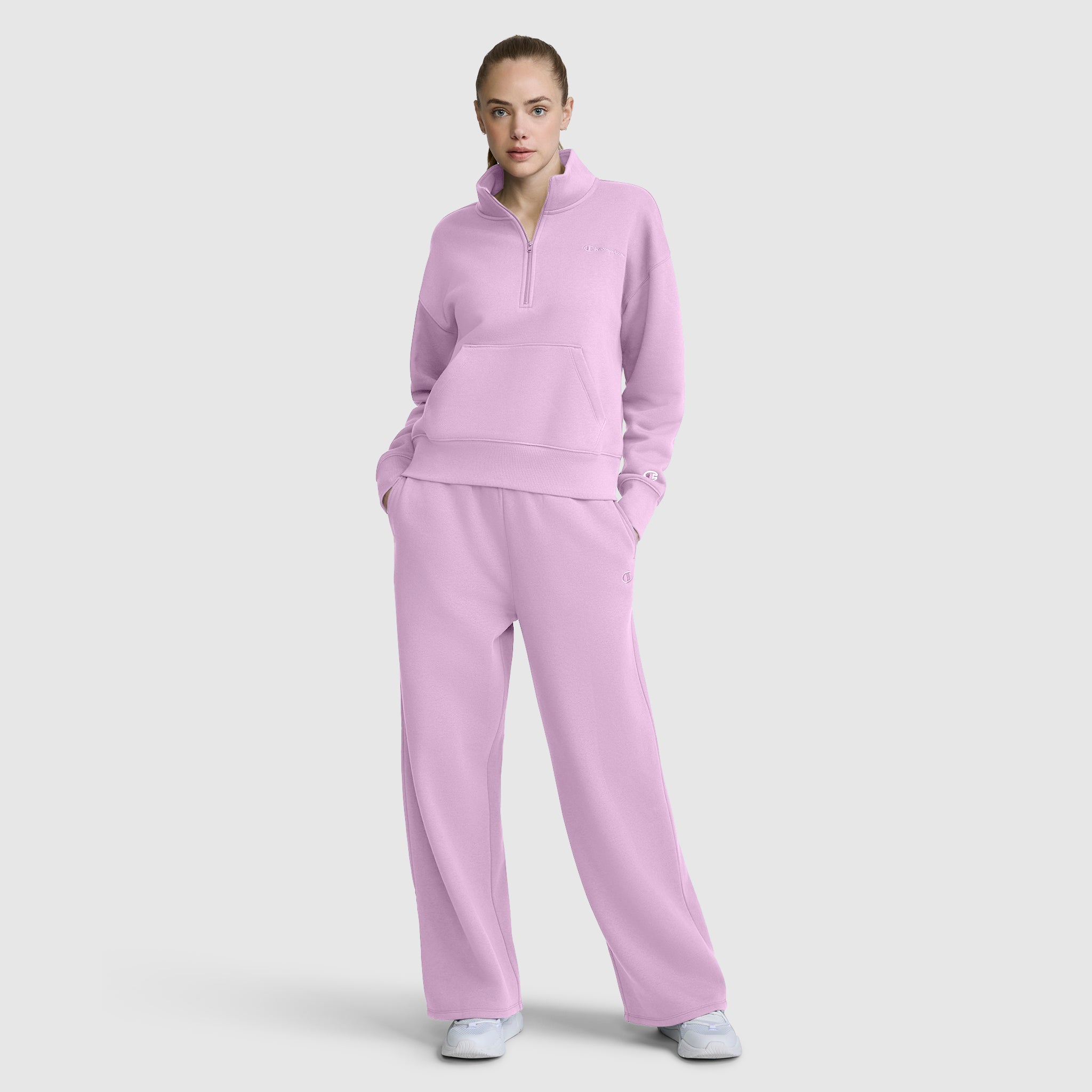 Champion Wide Leg Fleece jogging large violet coton