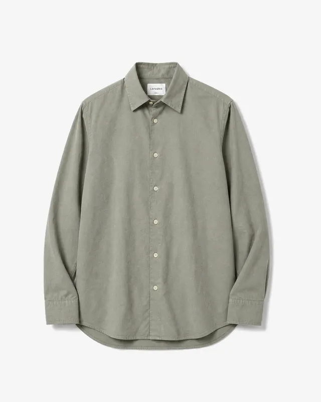 LAFAURIE HUGUES chemise droite vert sauge oxford coton