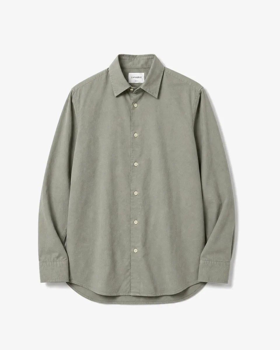 LAFAURIE HUGUES chemise droite vert sauge oxford coton