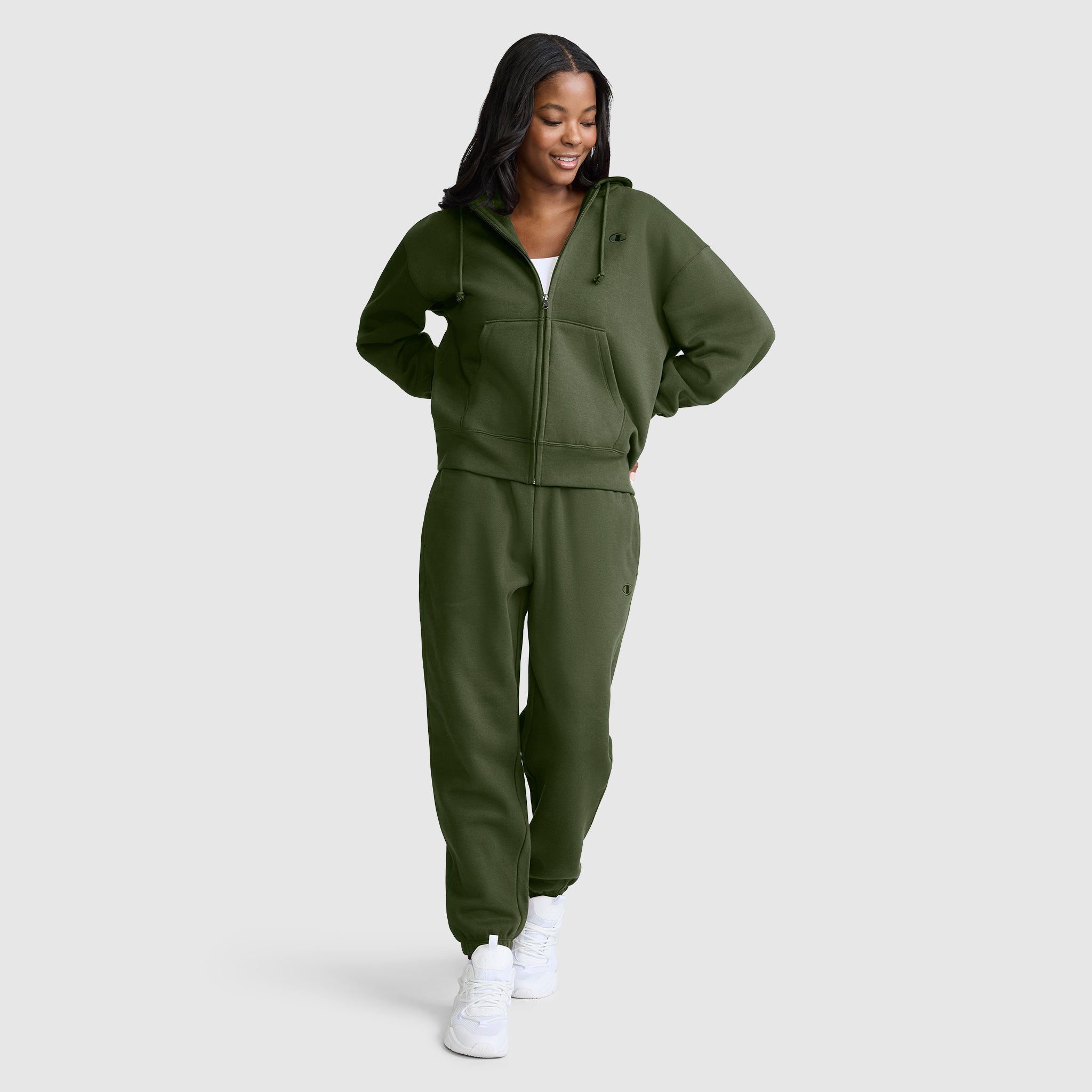 Champion Powerblend sweat zippé femme vert molleton