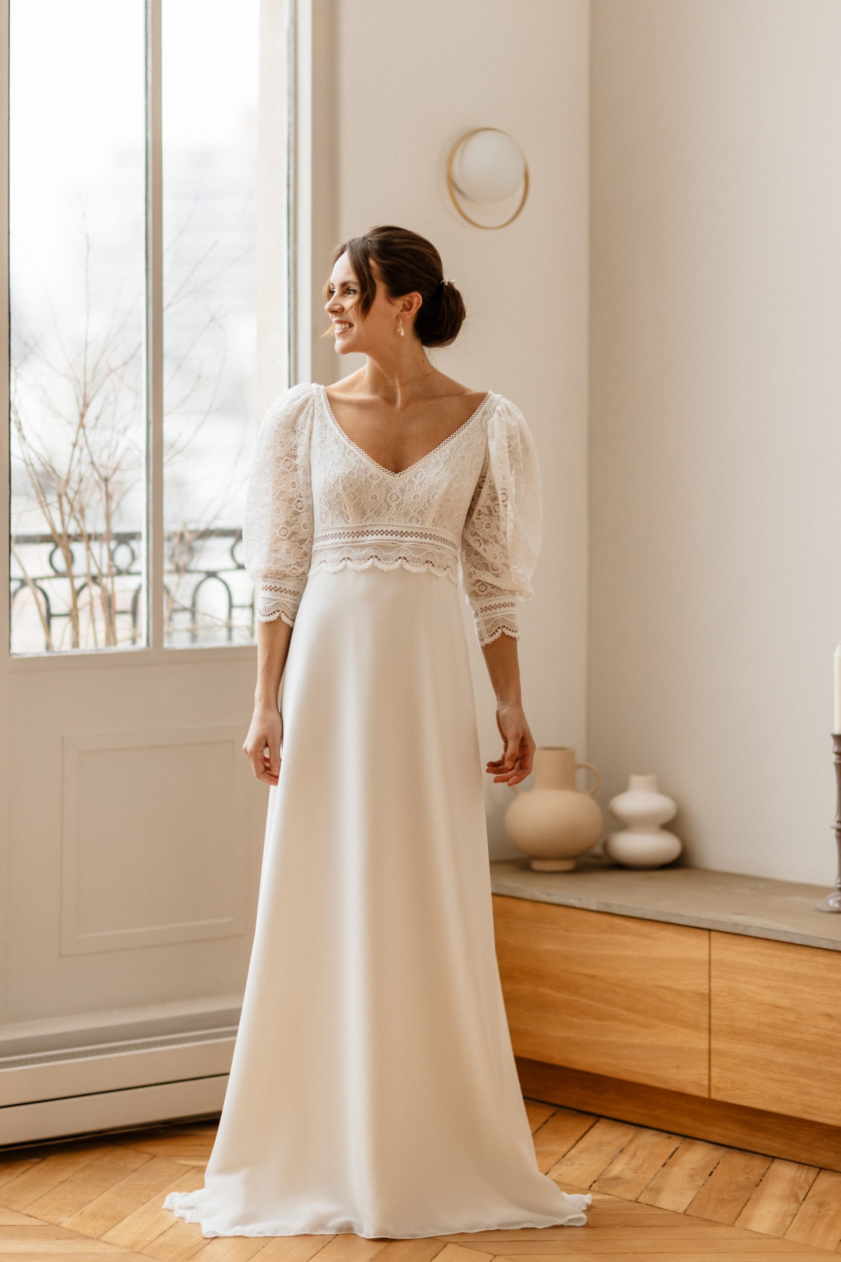 Le Jour de Notre Oui Astre de Minuit robe de mariée blanche