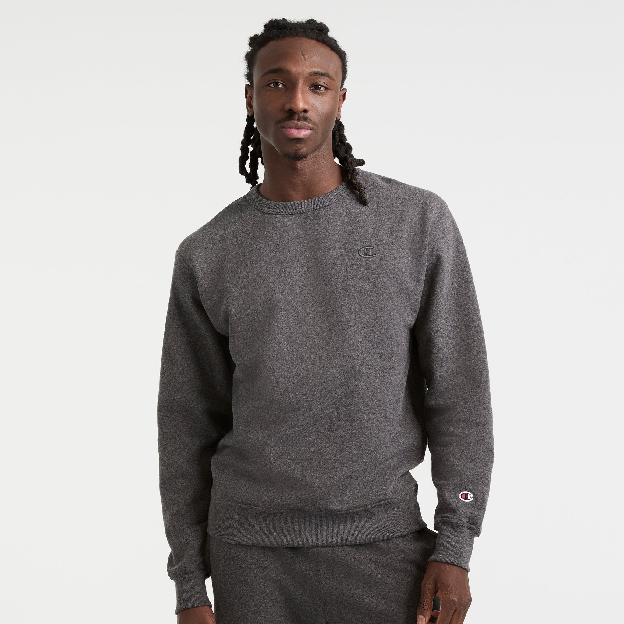 Champion Powerblend Crewneck Sweat Homme Gris Granite Chaud