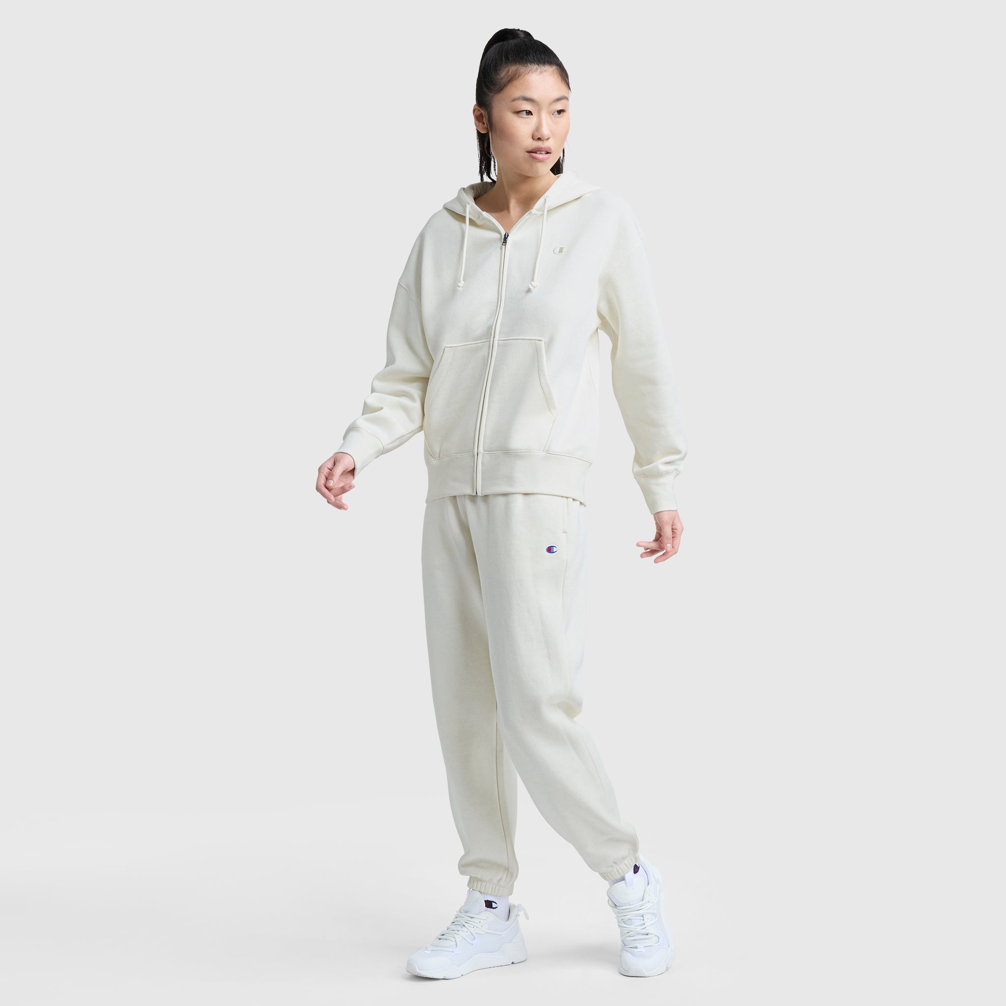 Champion Powerblend Oversized Sweatpants C Logo jogging écru molleton
