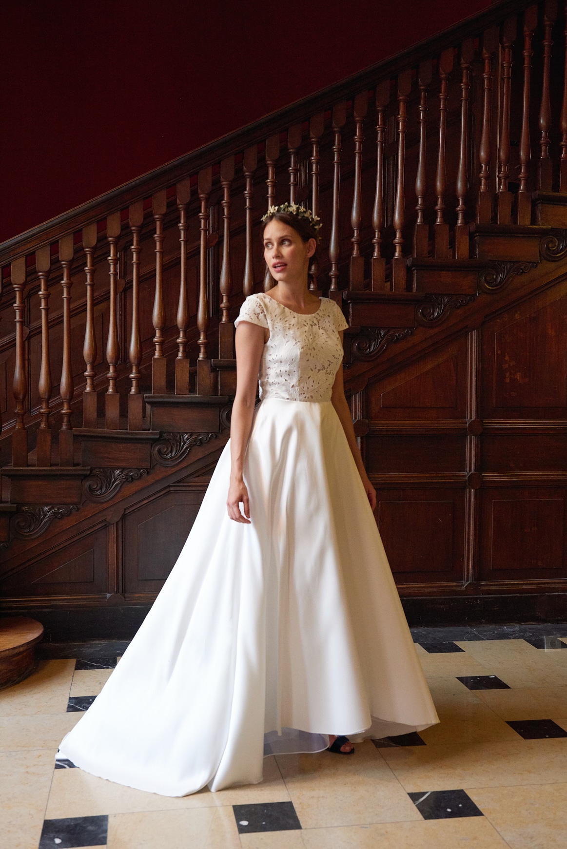 Maison Floret Sur-mesure Charlie robe de mariée guipure soie
