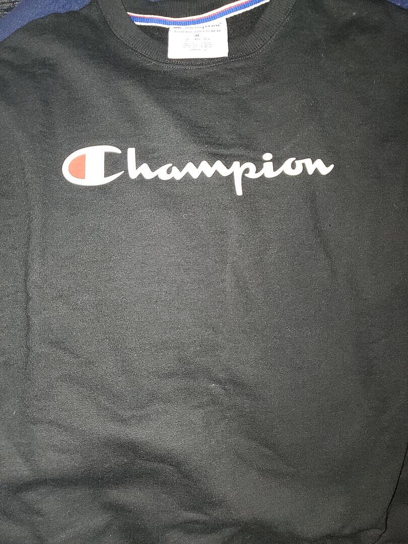 Champion Powerblend Script Logo Sweat Gris chiné coupe ample