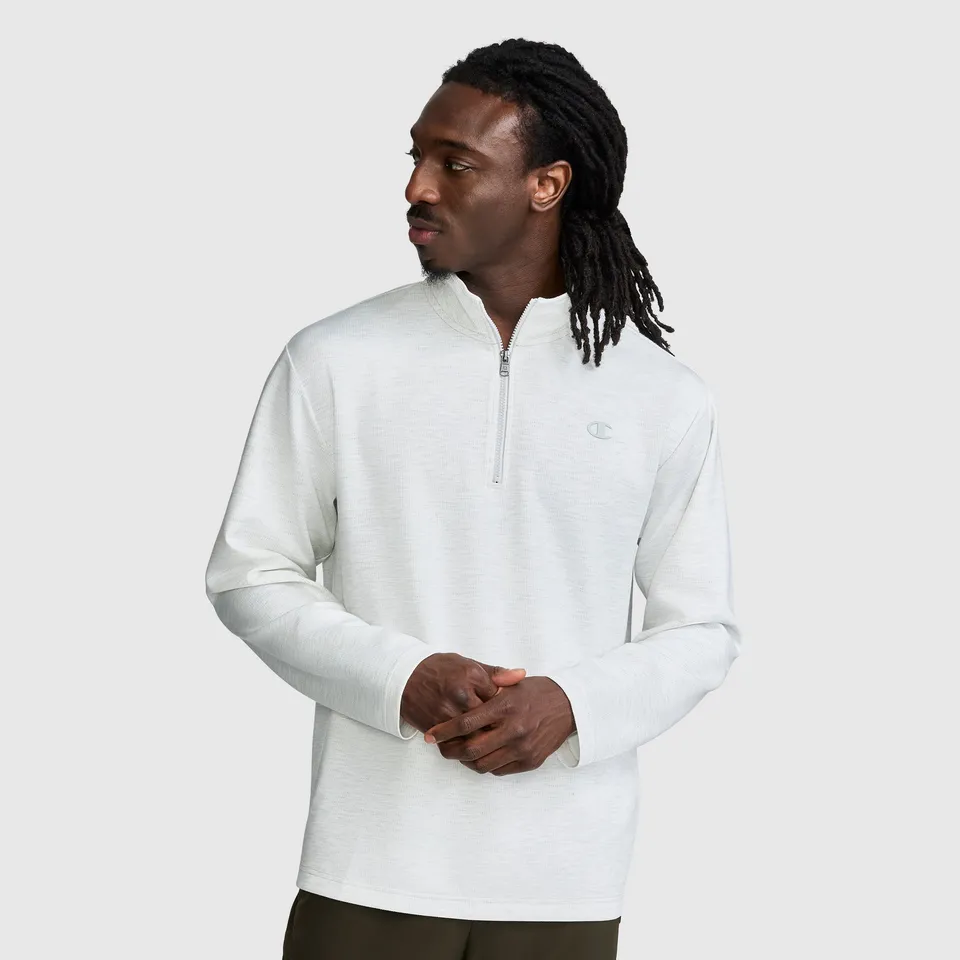 Champion Sport pull 1/4 zip homme gris col montant stretch