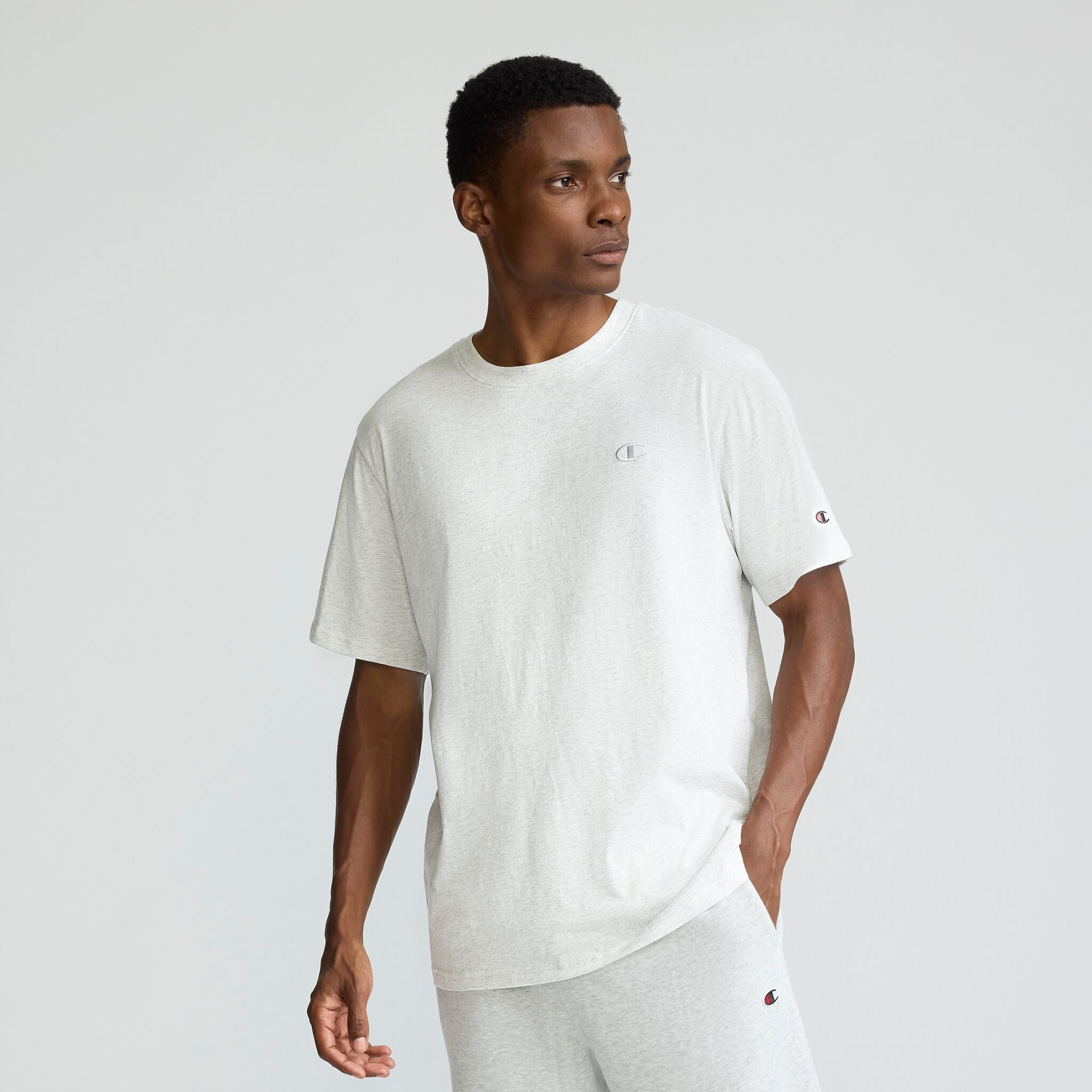 Champion Classic T-Shirt C Logo t-shirt gris Platinum Silver coton