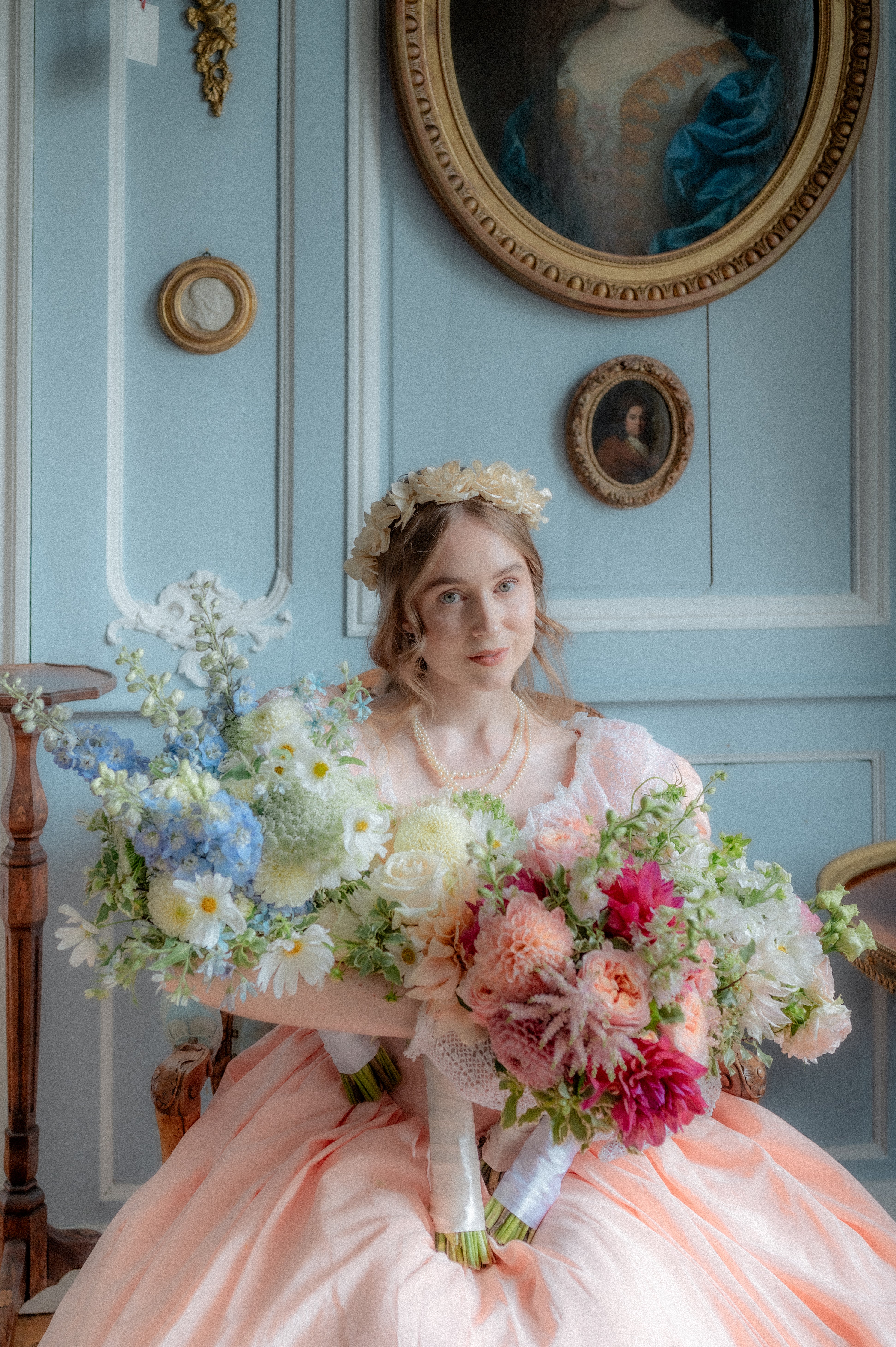 Solène Gisèle Les couronnes couronne Julie fleurs soie rosée