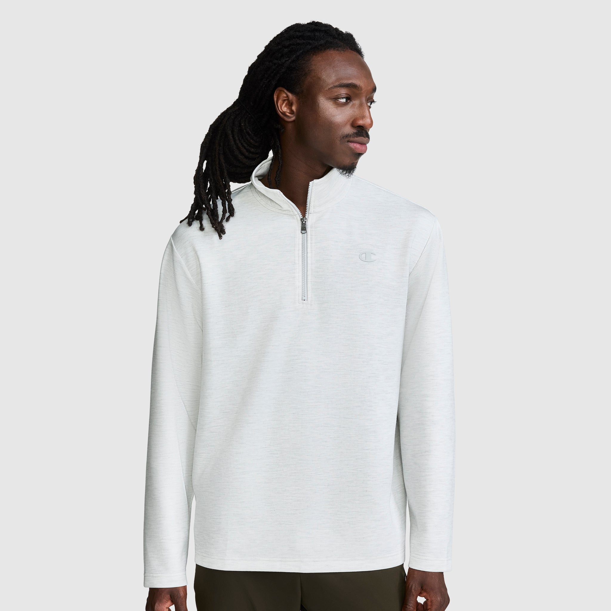 Champion Sport pull 1/4 zip homme gris col montant stretch