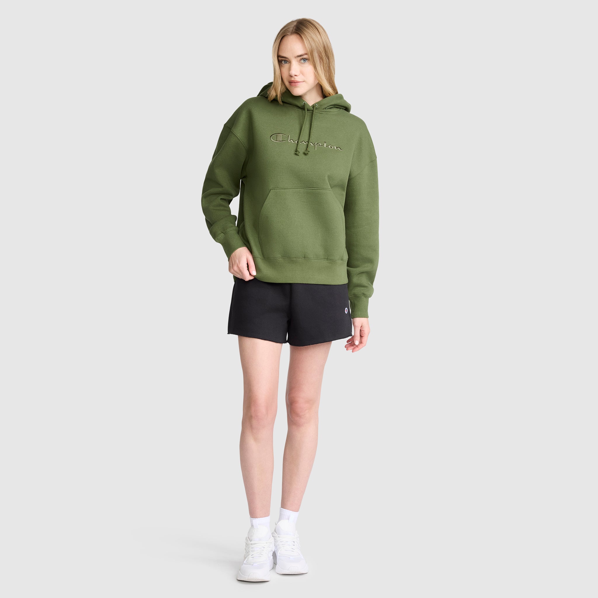 Champion Powerblend Tonal Script Freshman hoodie vert Chive