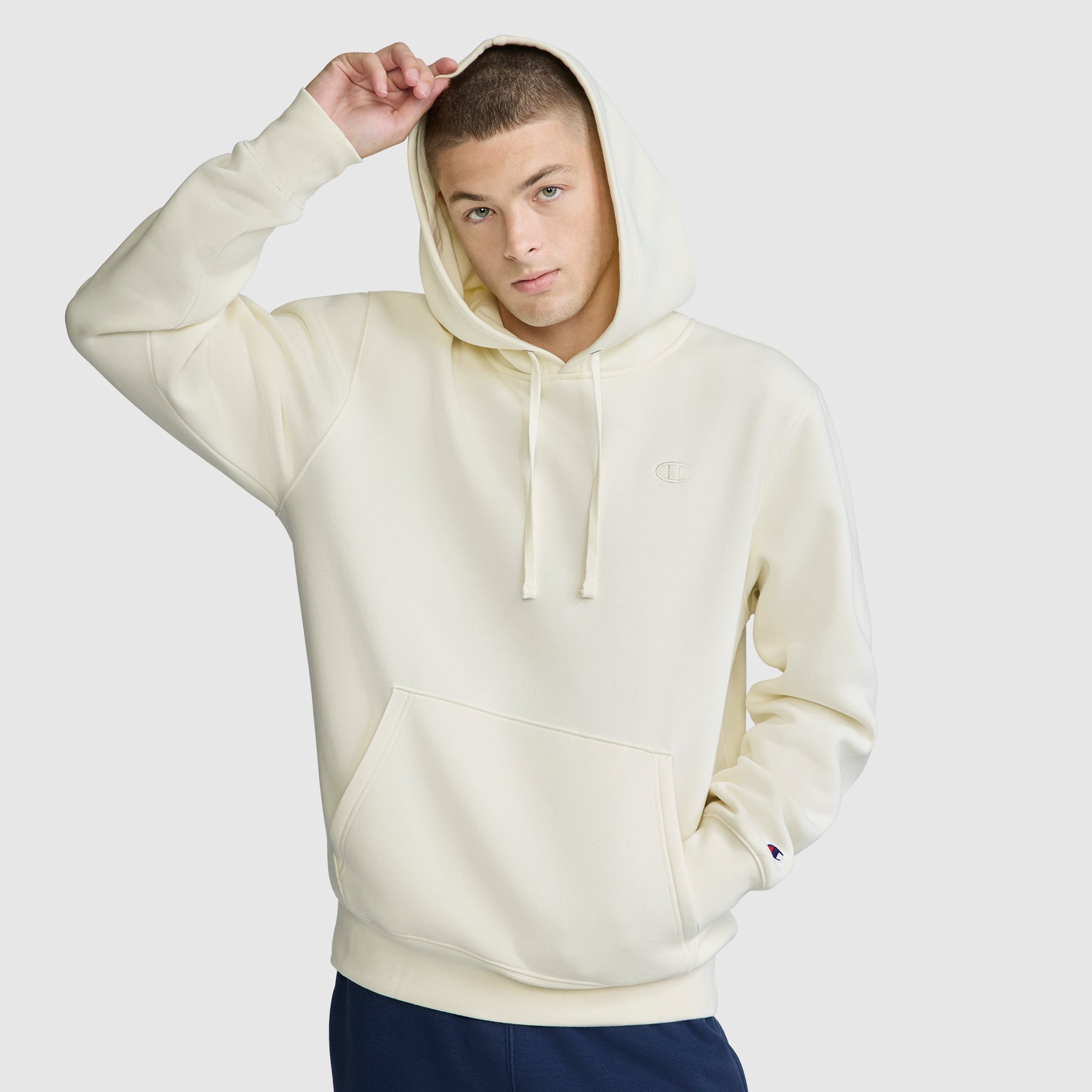 Champion Powerblend Hoodie C Logo sweat à capuche coton écru