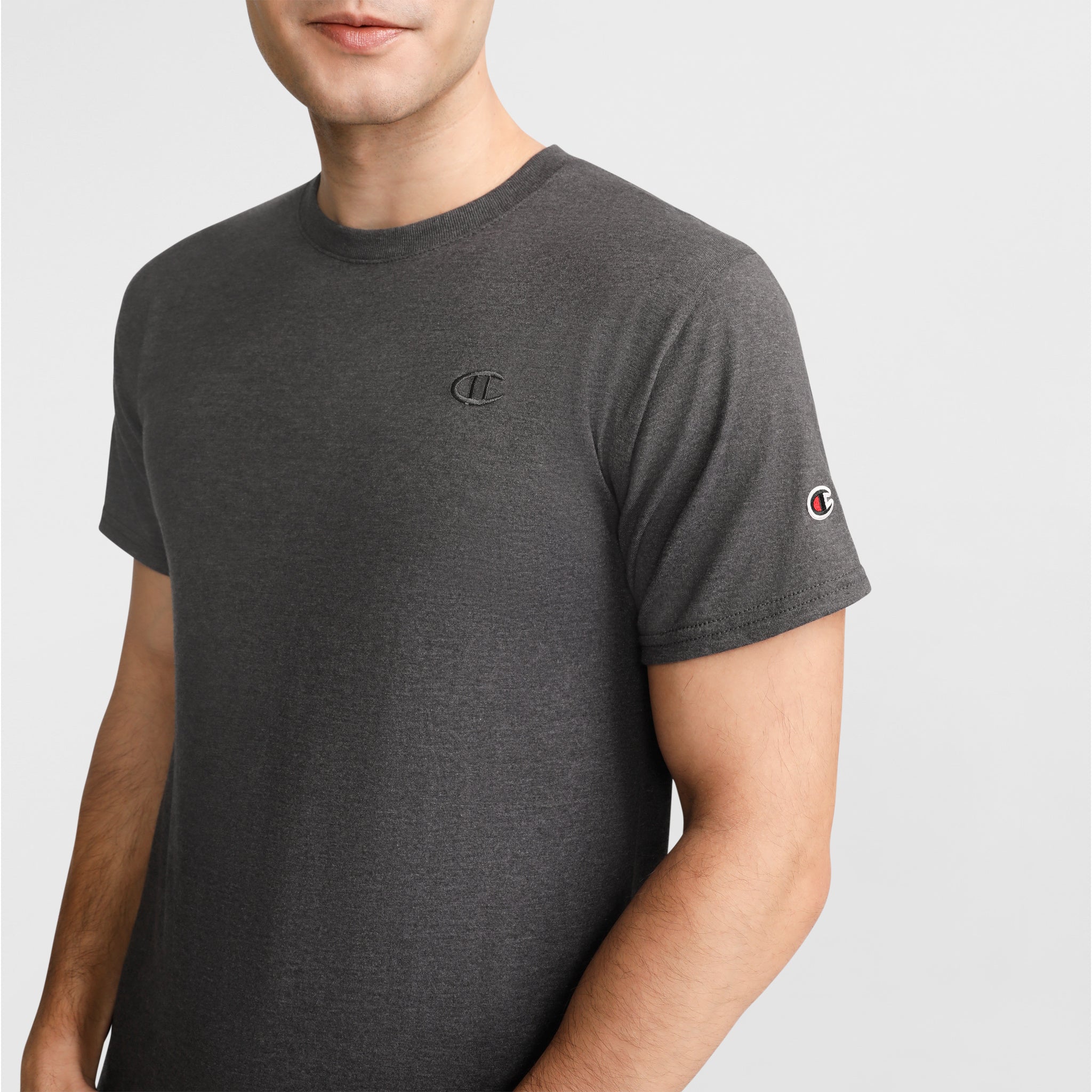 Champion Classic T-Shirt Gris Chiné Coton Logo C