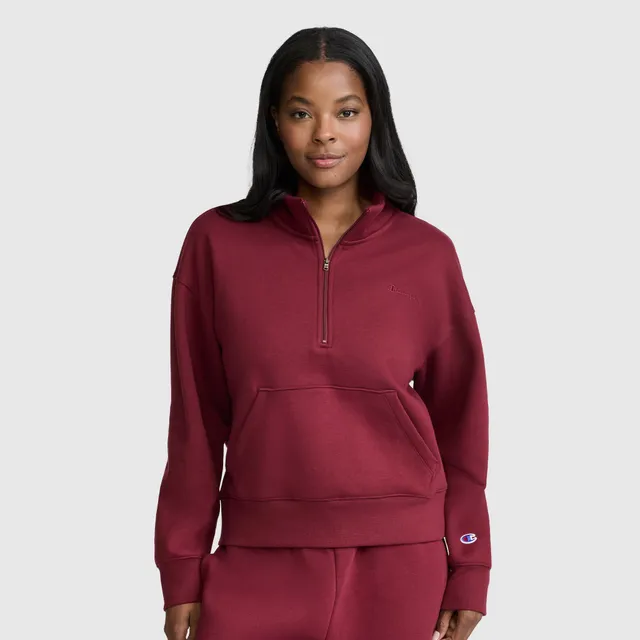 Champion Fleece Mockneck Quarter-Zip sweat Cabernet
