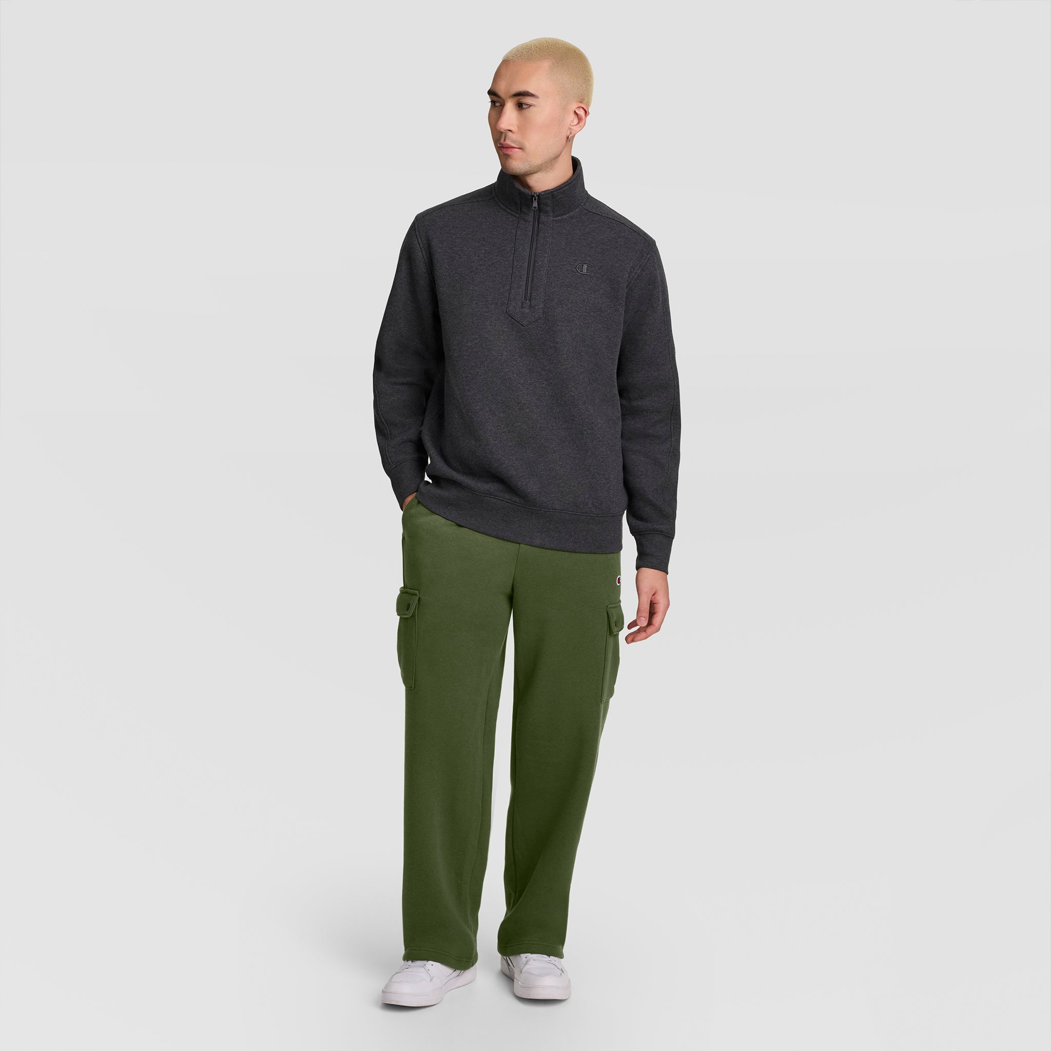 Champion Fleece Cargo pantalon molleton vert chive C Logo