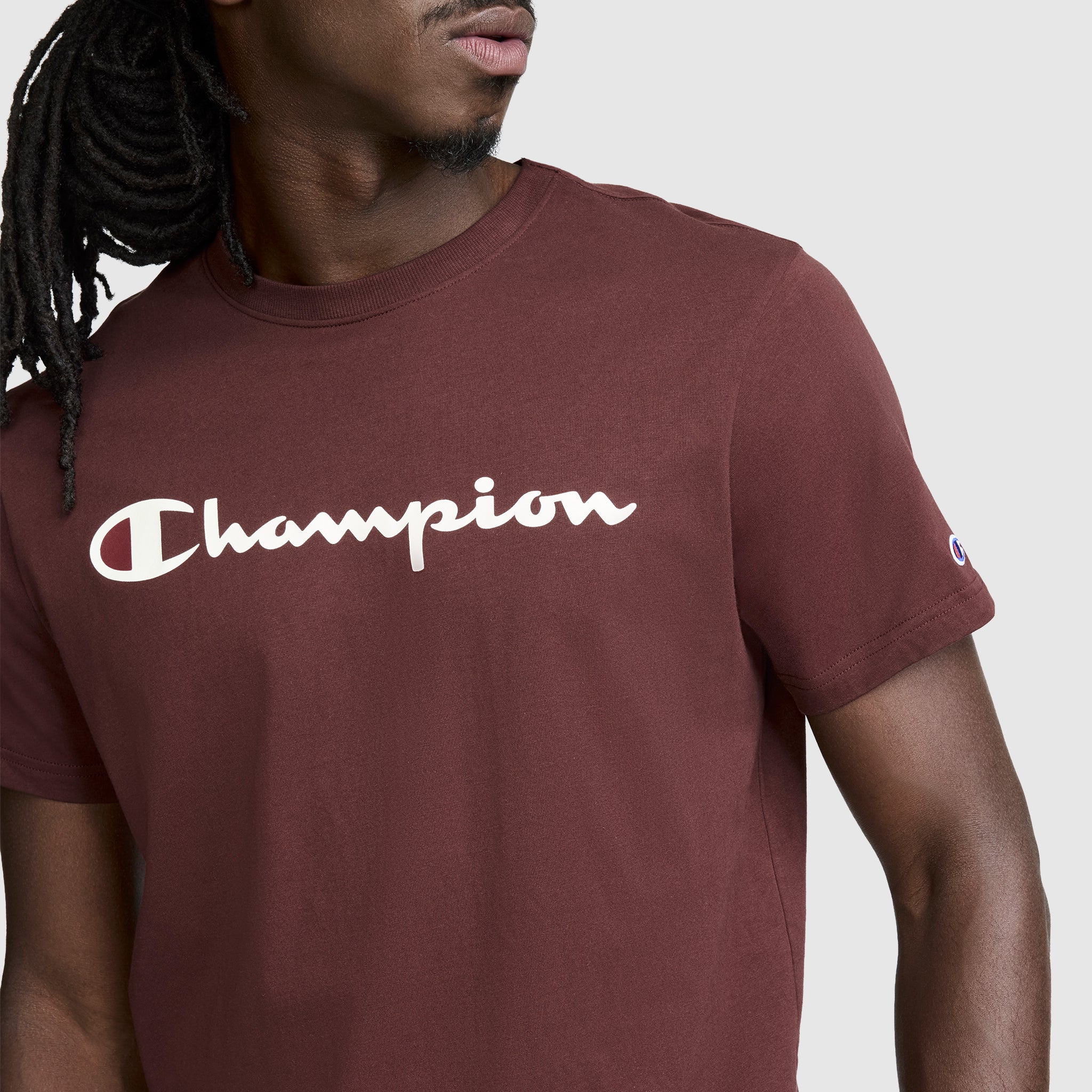 Champion Classic Script Logo t-shirt chocolat 100% coton homme