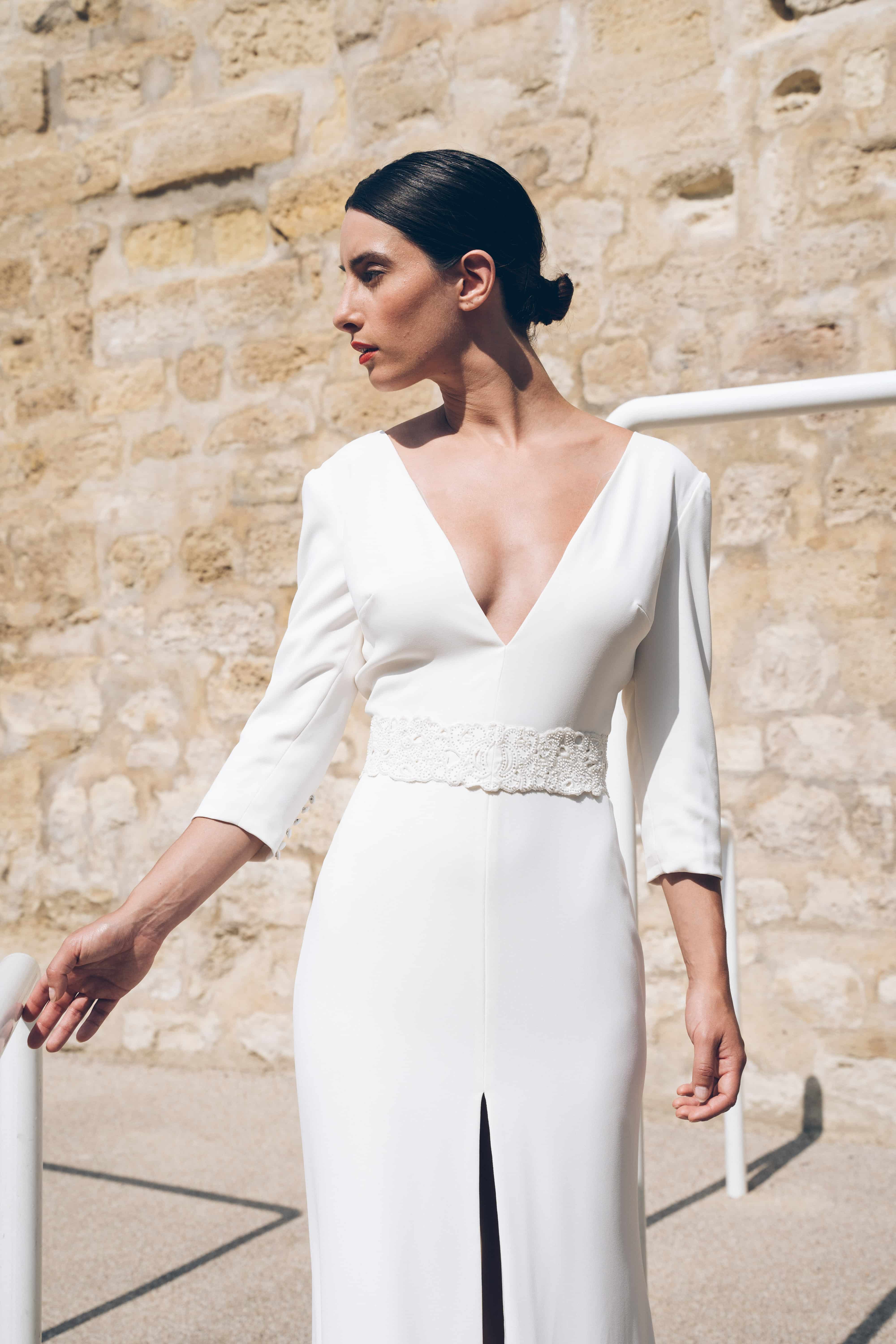 Maison Floret Sur-mesure Darius robe mariée ceinture brodée