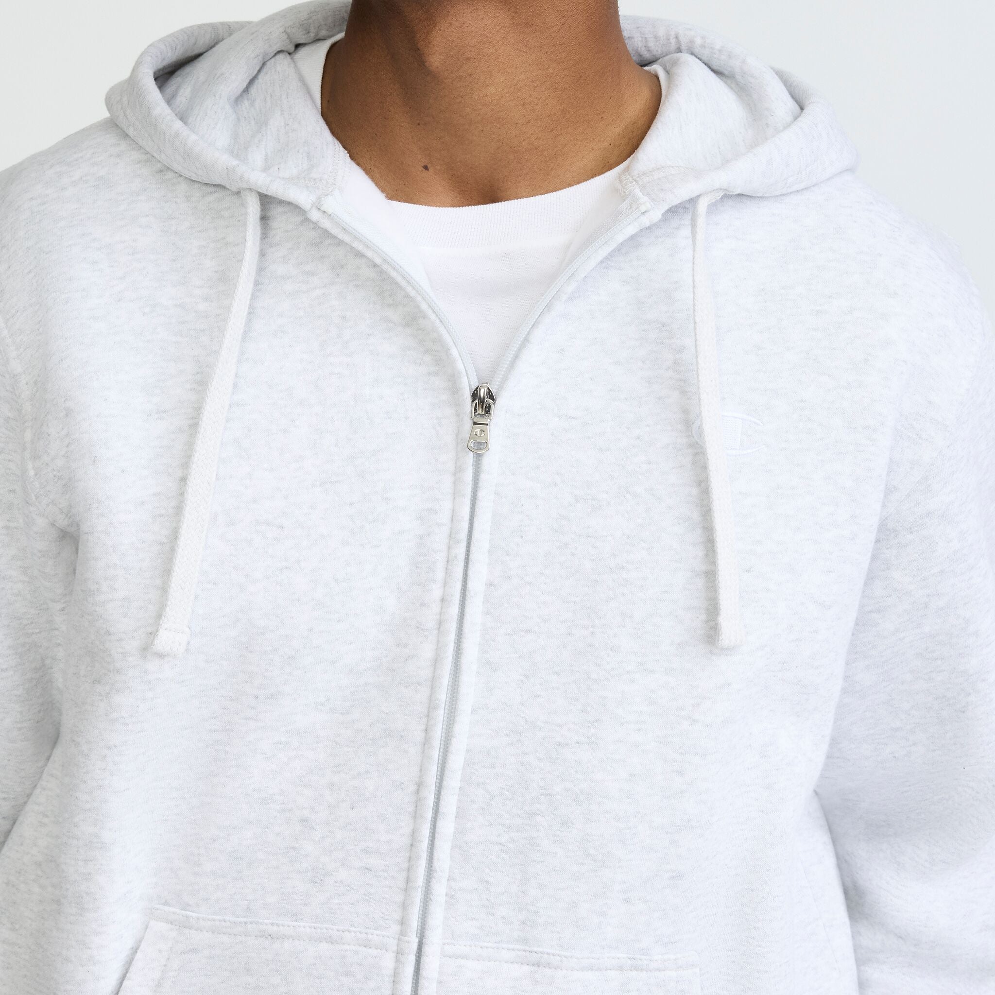 Champion Powerblend Full-Zip Hoodie sweat Gris chiné gratté
