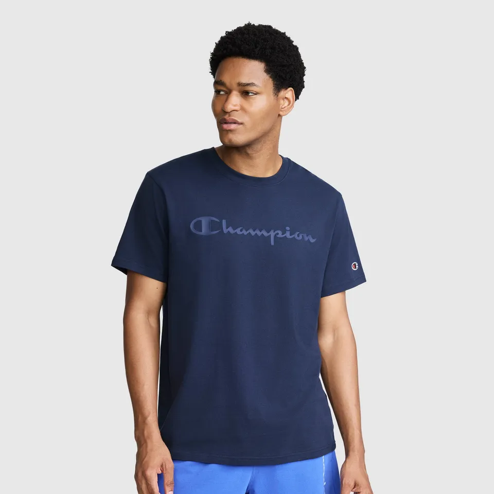 Champion Classic Graphic Tonal Script t-shirt homme bleu marine coton