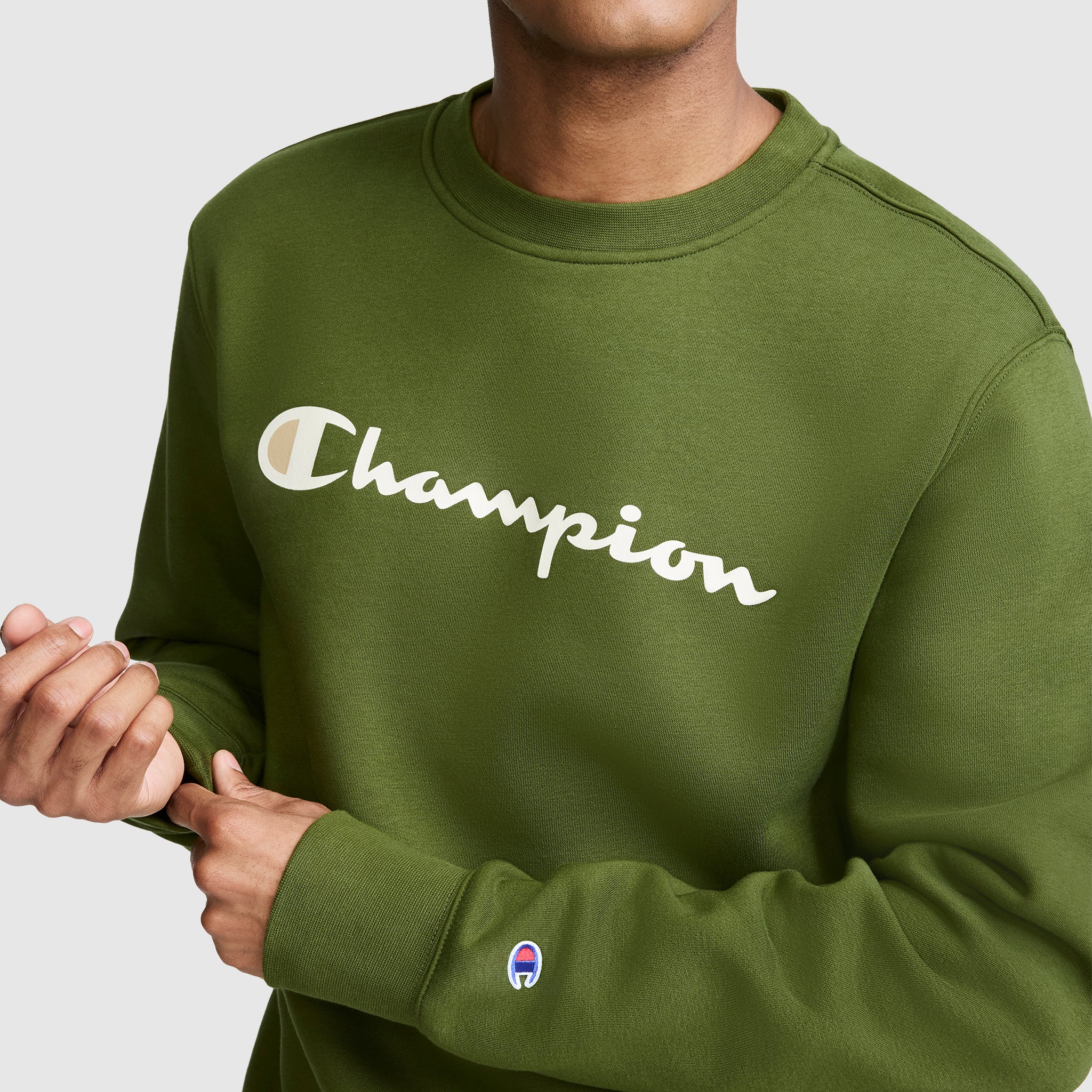 Champion Powerblend Classic Script sweat col rond vert Chive