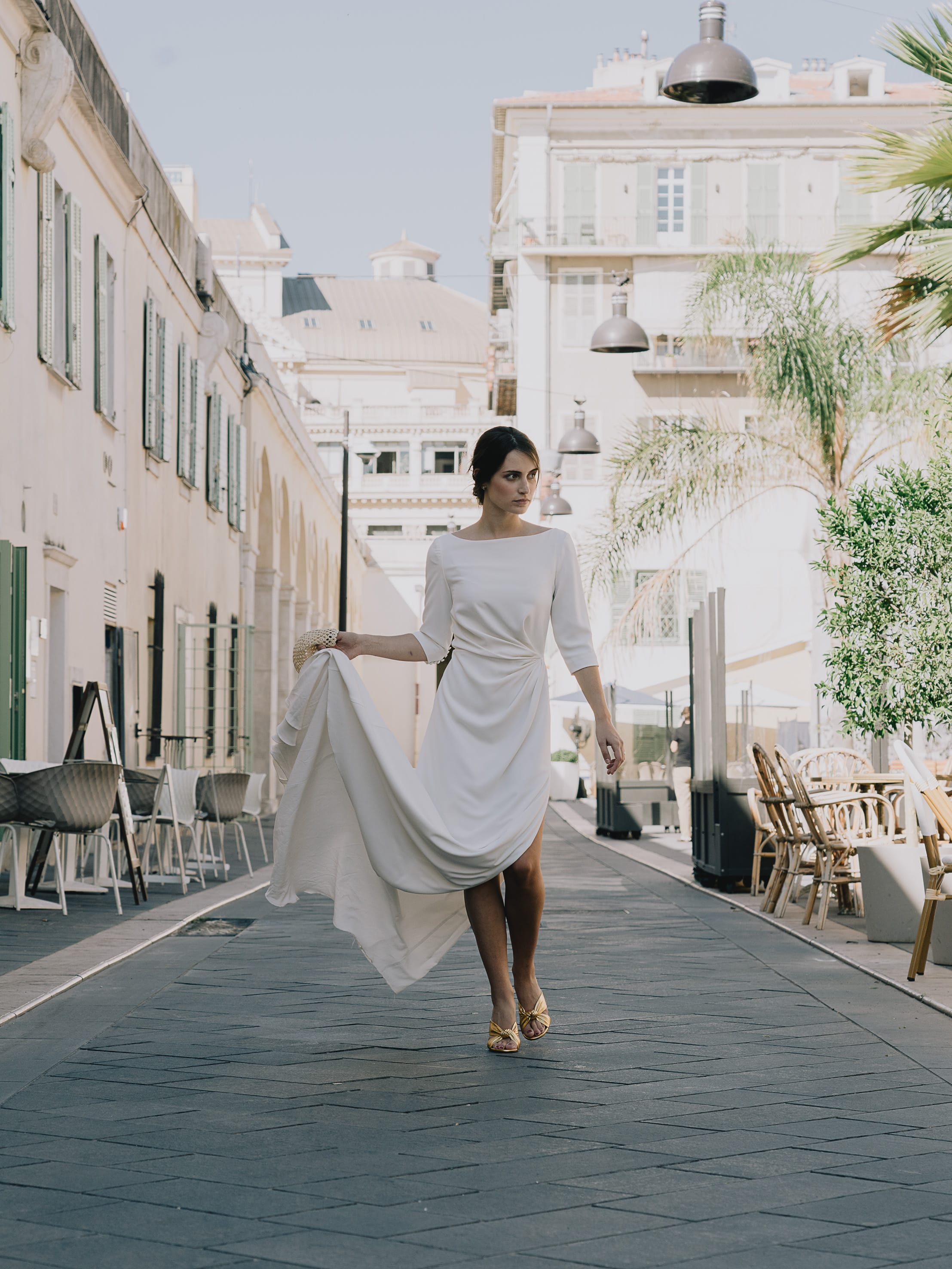 Maison Floret Sur-mesure Dario robe de mariée crêpe fluide