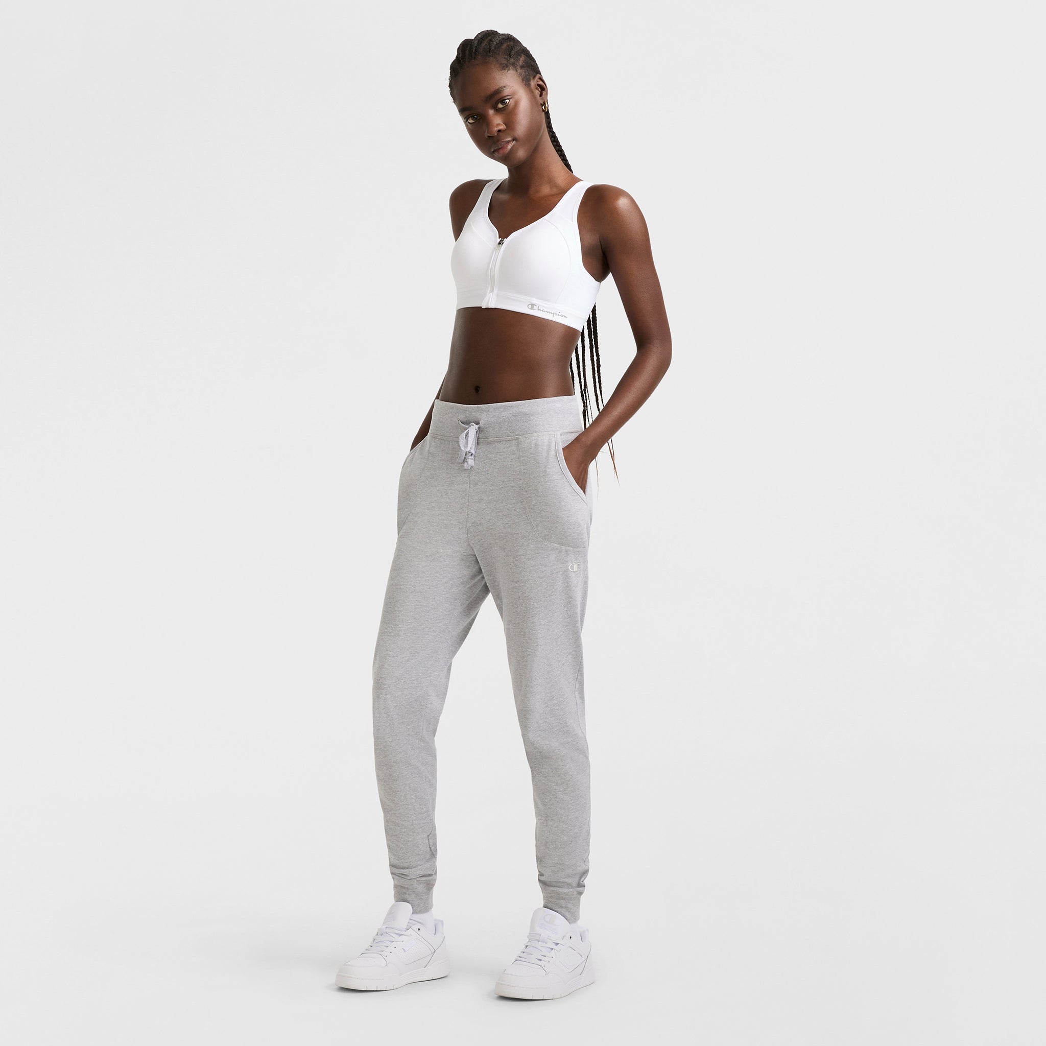 Champion Motion Control Zip Brassière Sport Blanc Maintien Fort