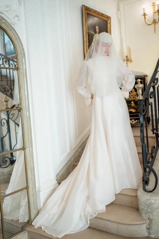 Solène Gisèle La mariée Ondine robe champagne soie 36