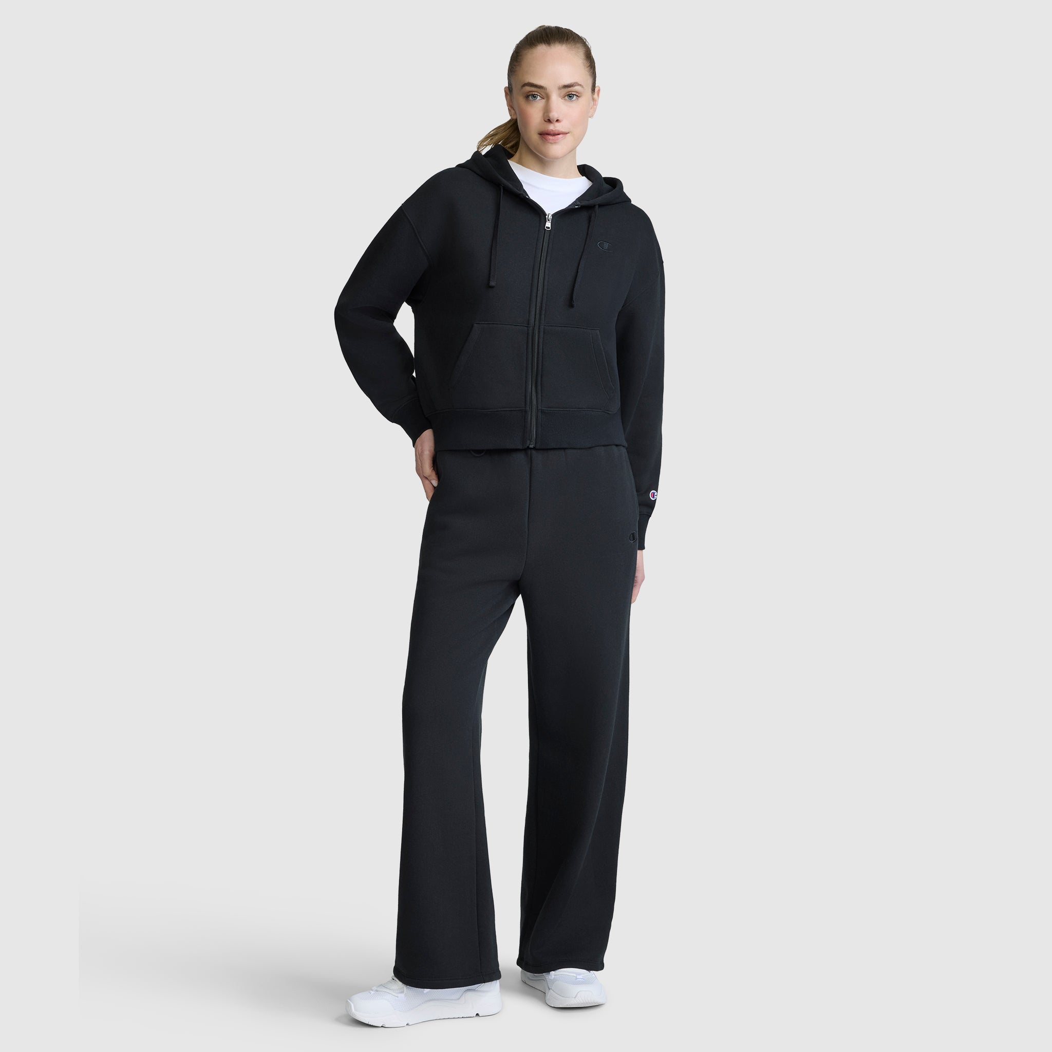 Champion Cropped Zip-Up Hoodie sweat zippé noir coton