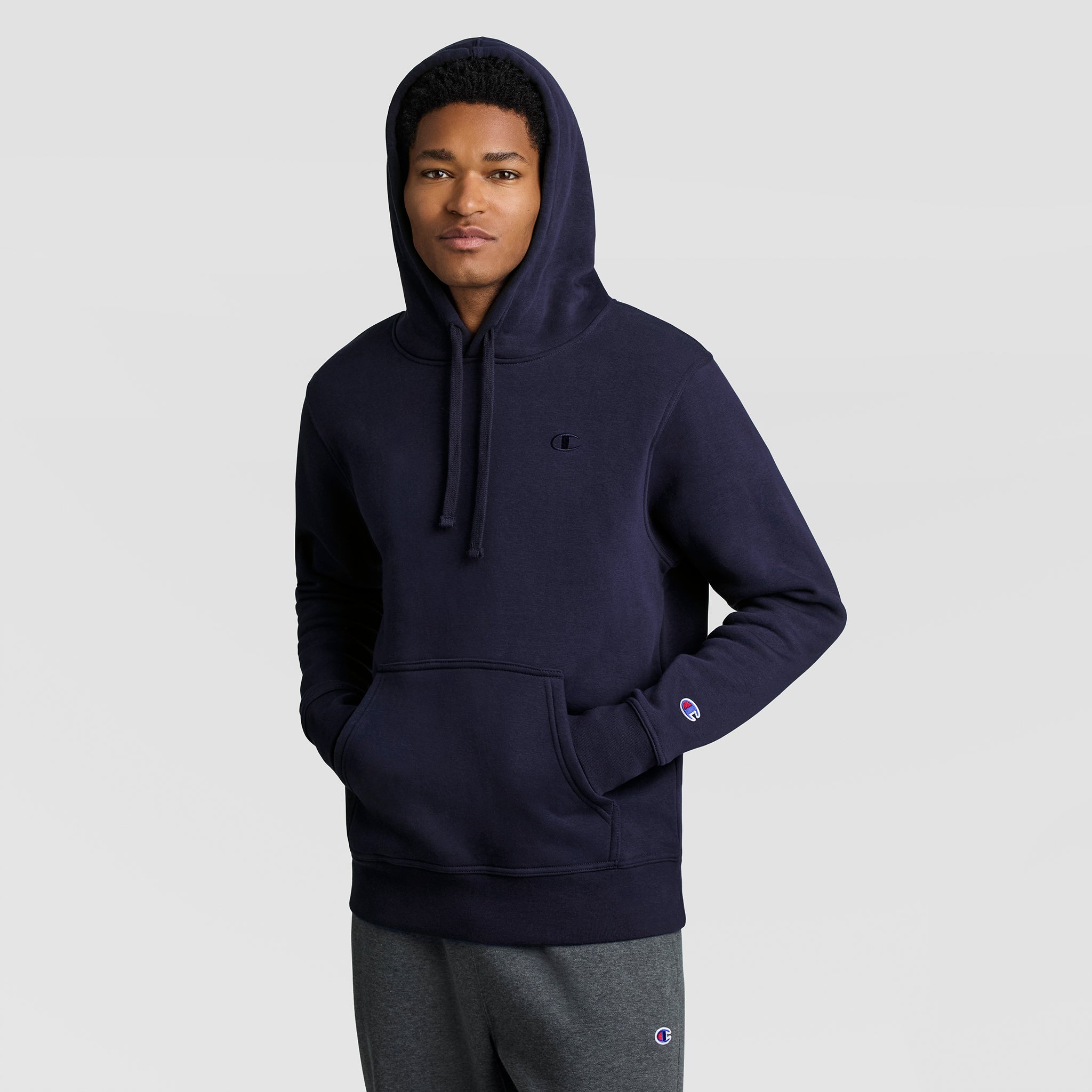 Champion Powerblend C Logo sweat à capuche bleu marine classique