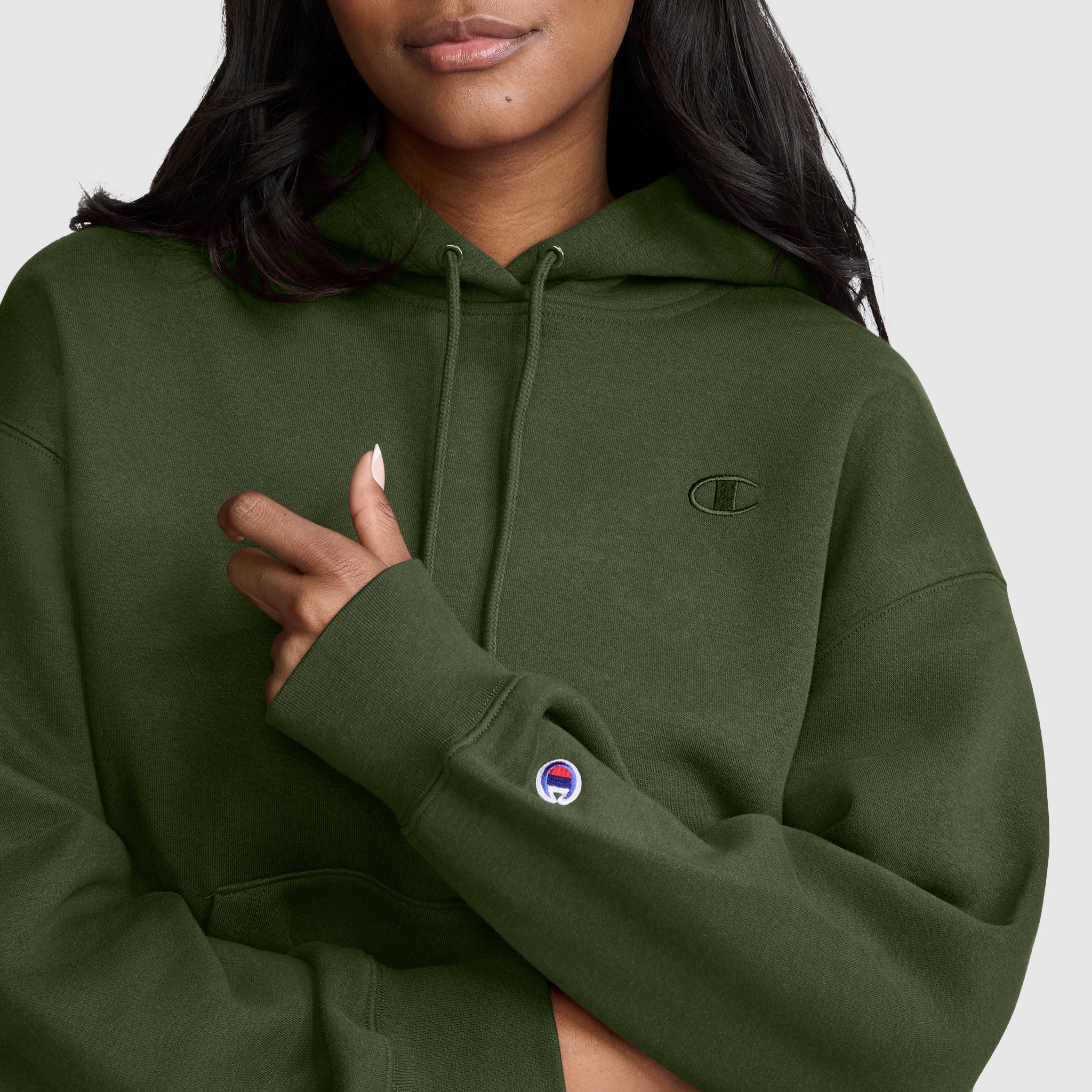 Champion Powerblend Small C sweat capuche femme chive