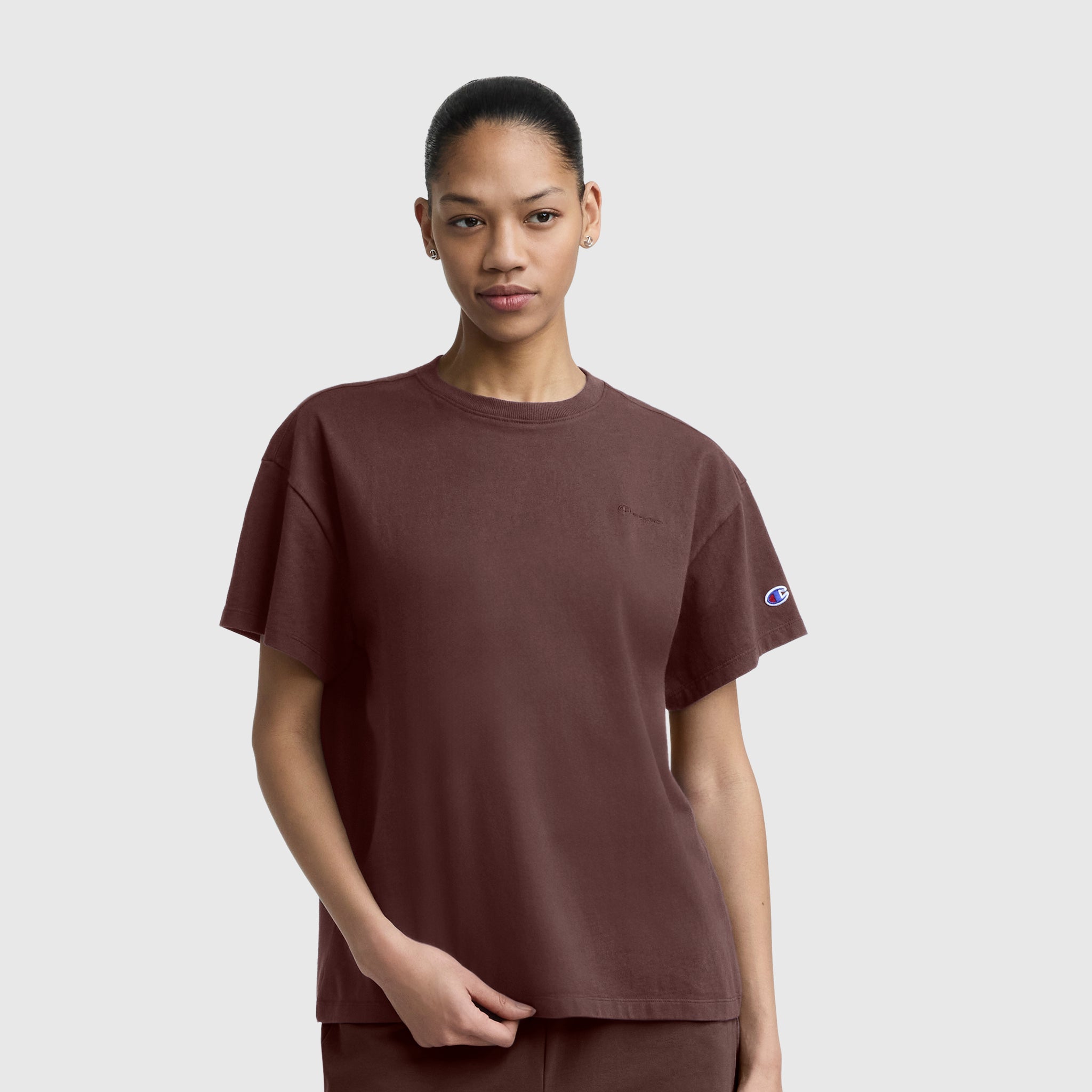 Champion Short Sleeve Loose T-shirt coton marron Bitter Chocolate
