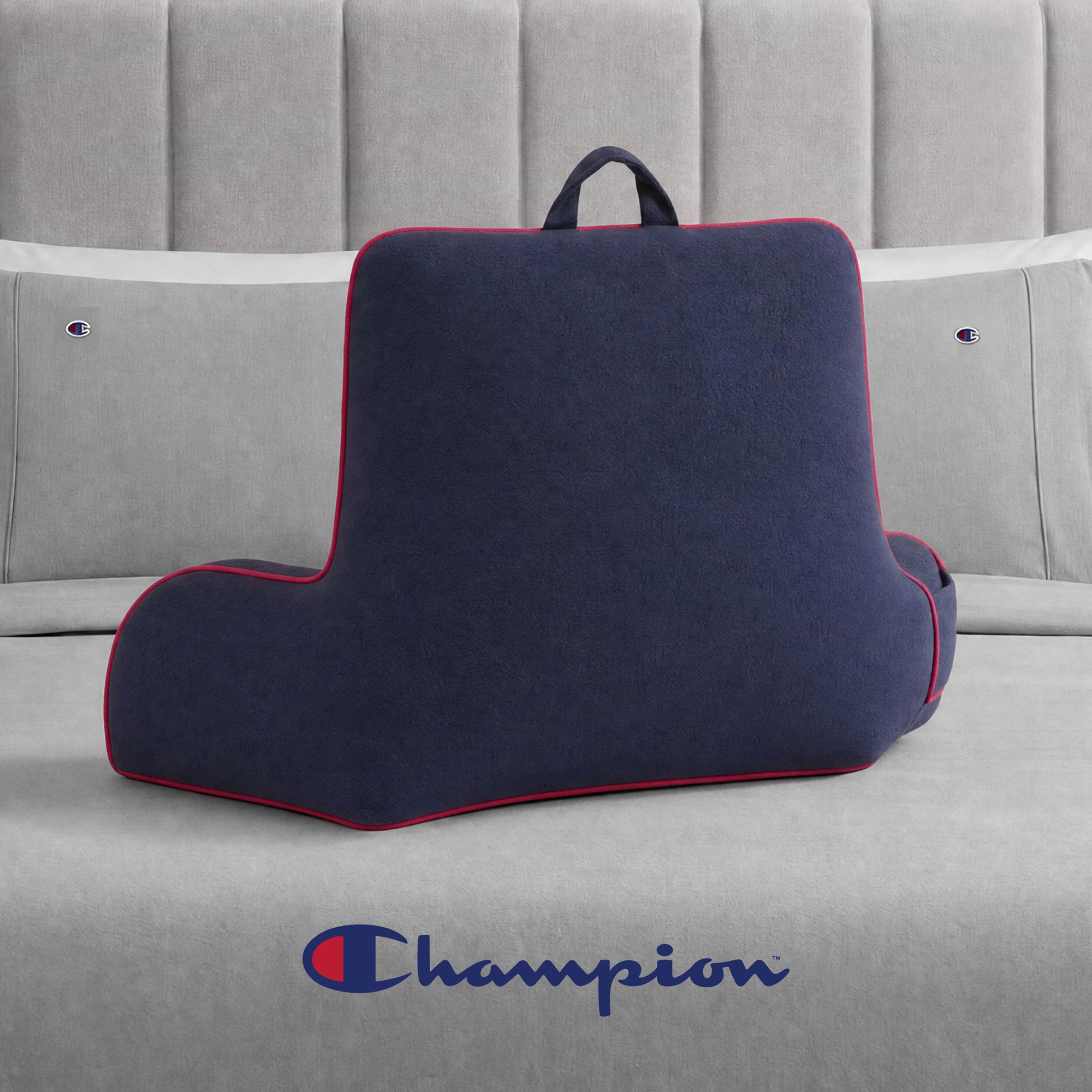 Champion Coussin de lecture fausse laine bleu marine