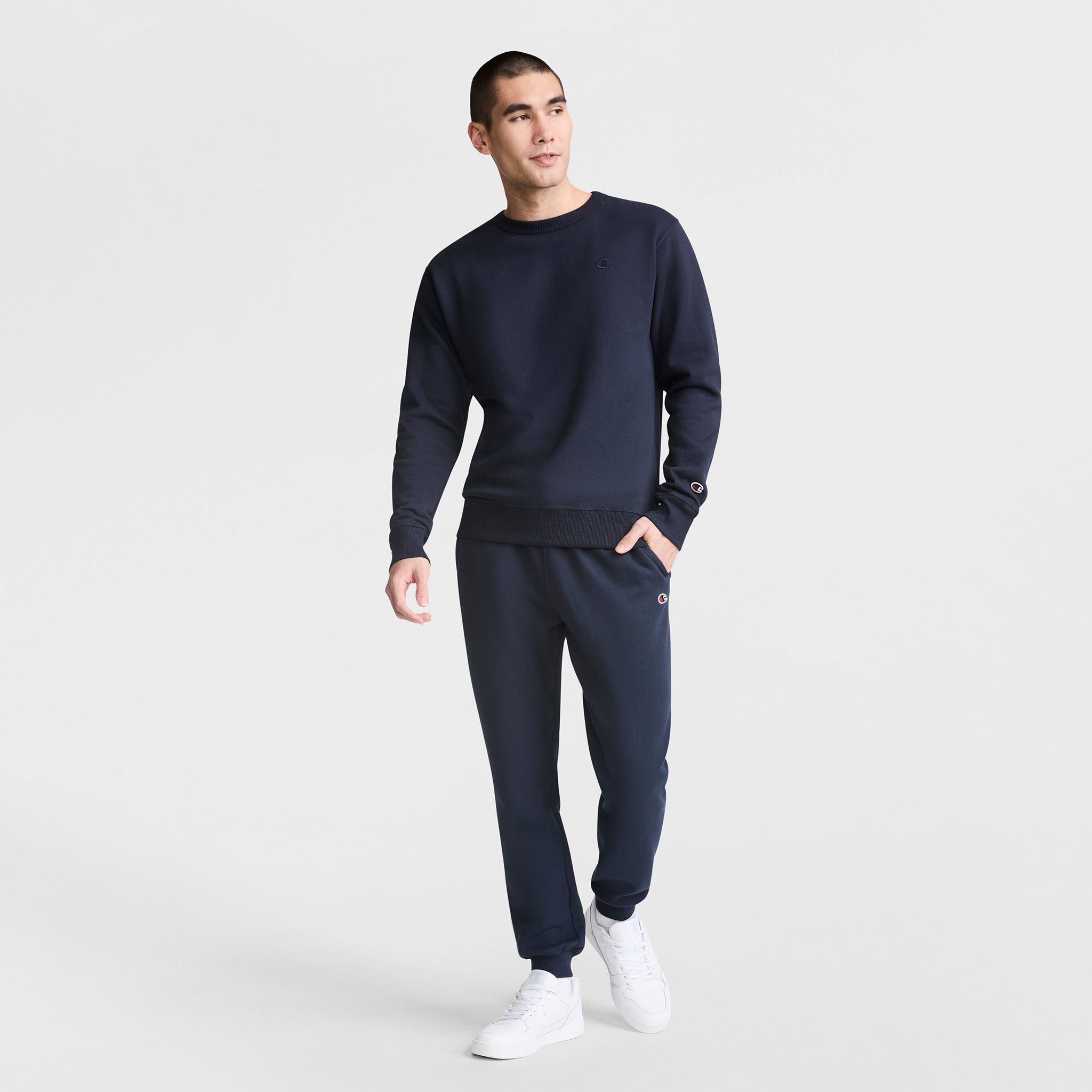 Champion Powerblend Crewneck Sweat Homme Bleu Marine Chaud