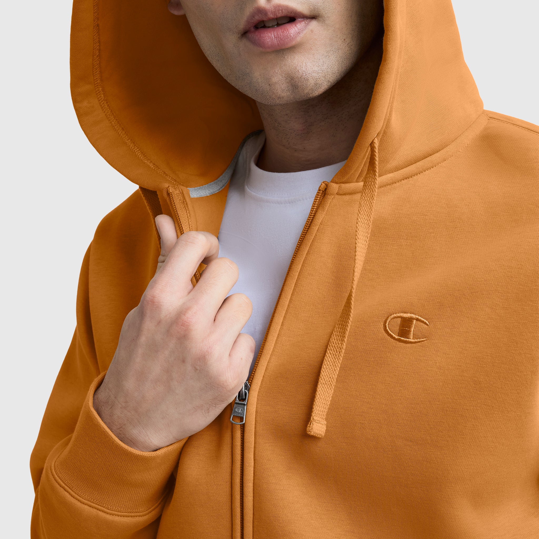 Champion Powerblend Full-Zip Hoodie sweat Ginger gratté