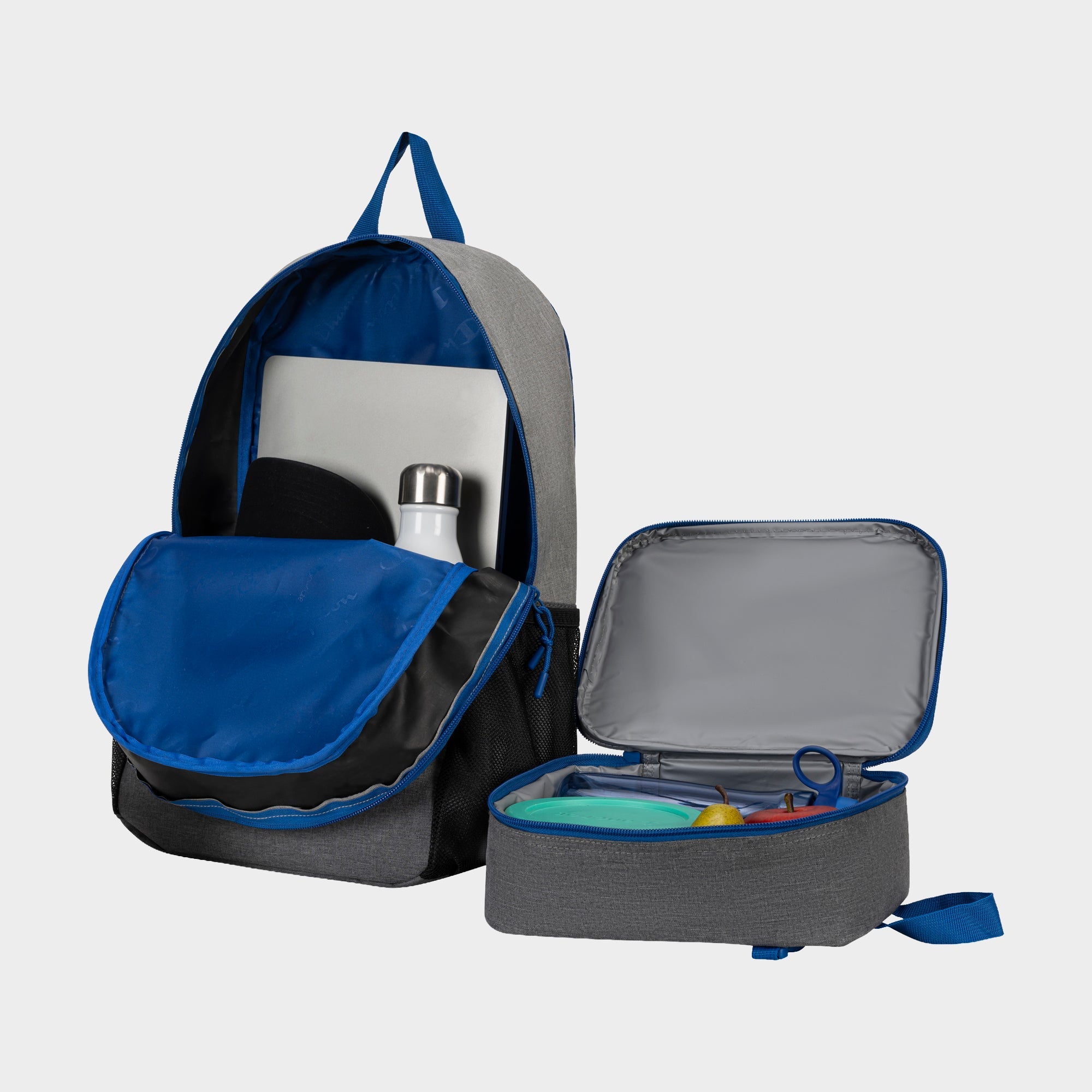 Champion Mode Sac à dos enfant gris bleu avec lunch box