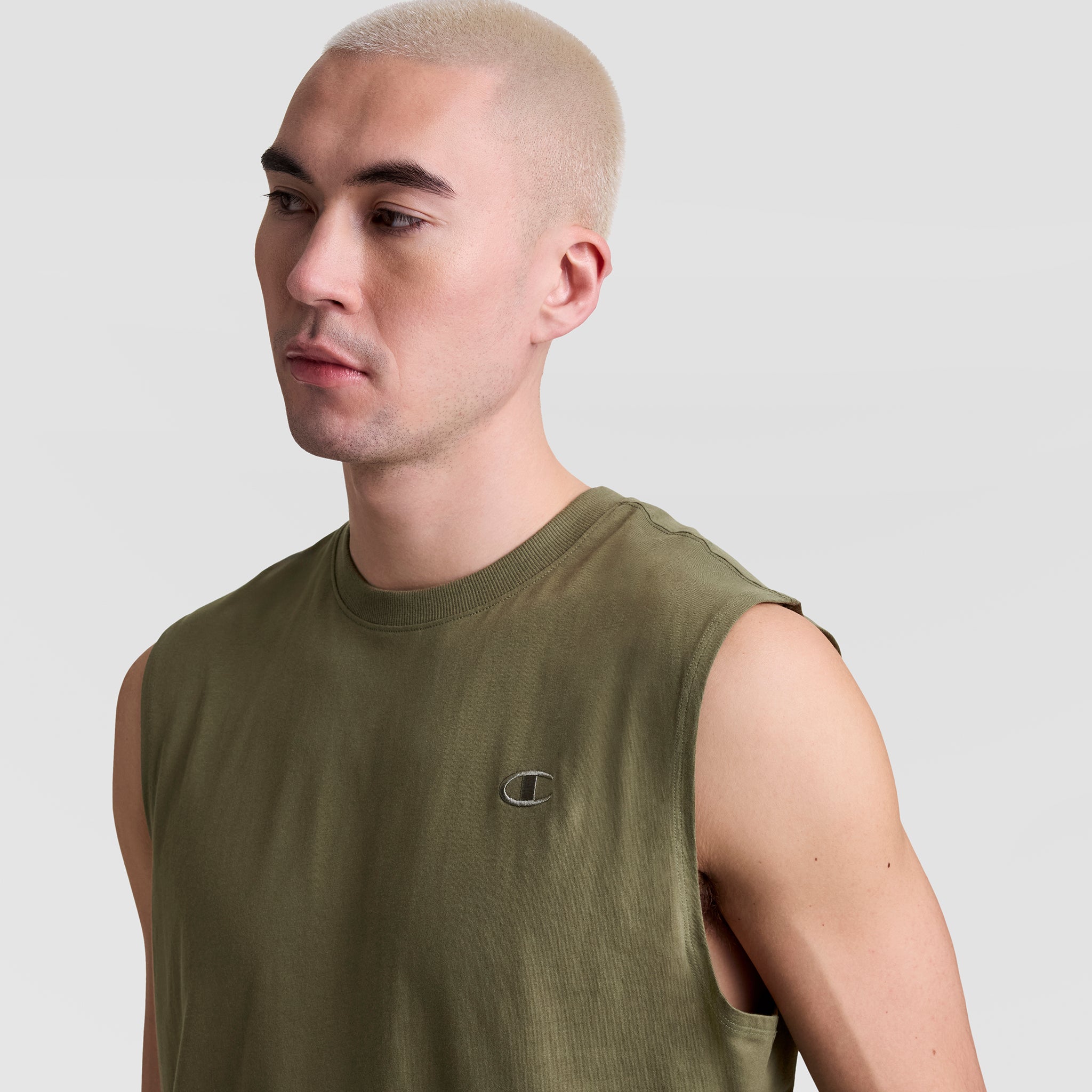 Champion Muscle Tank Débardeur Homme Olive Brûlé Coton