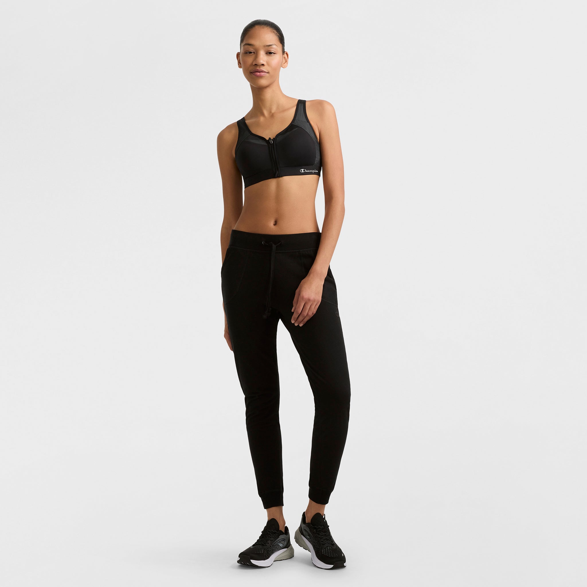Champion Motion Control Zip Brassière Sport Noir Maintien Fort