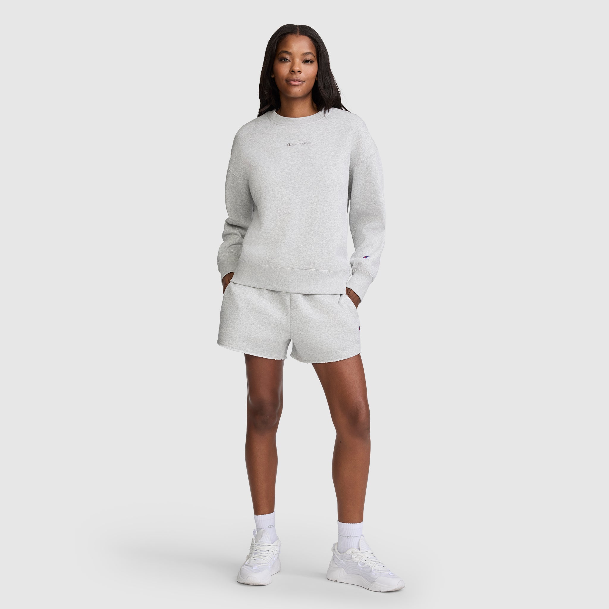 Champion Powerblend Short Femme Gris 3 Pouces Coton