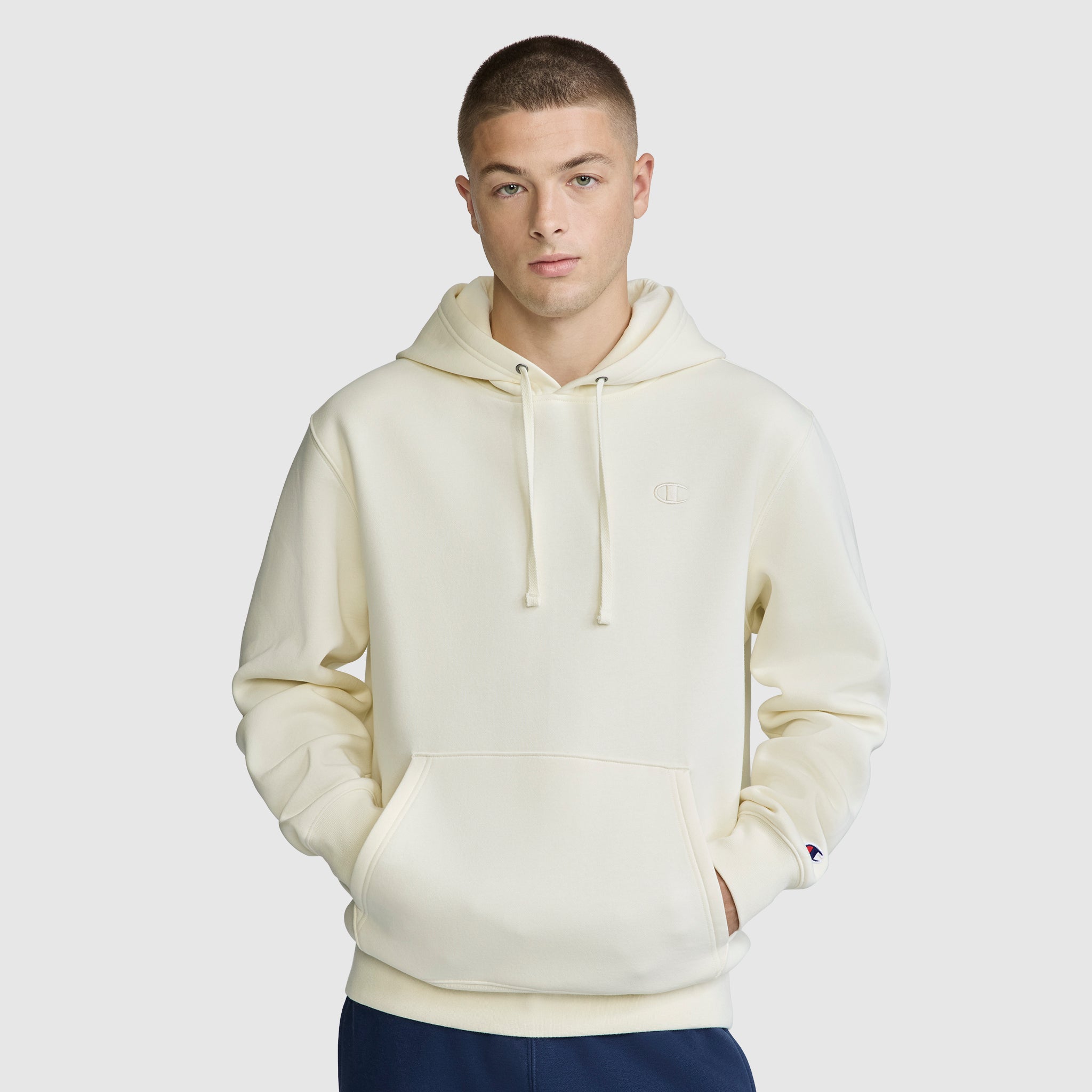 Champion Powerblend Hoodie C Logo sweat à capuche coton écru